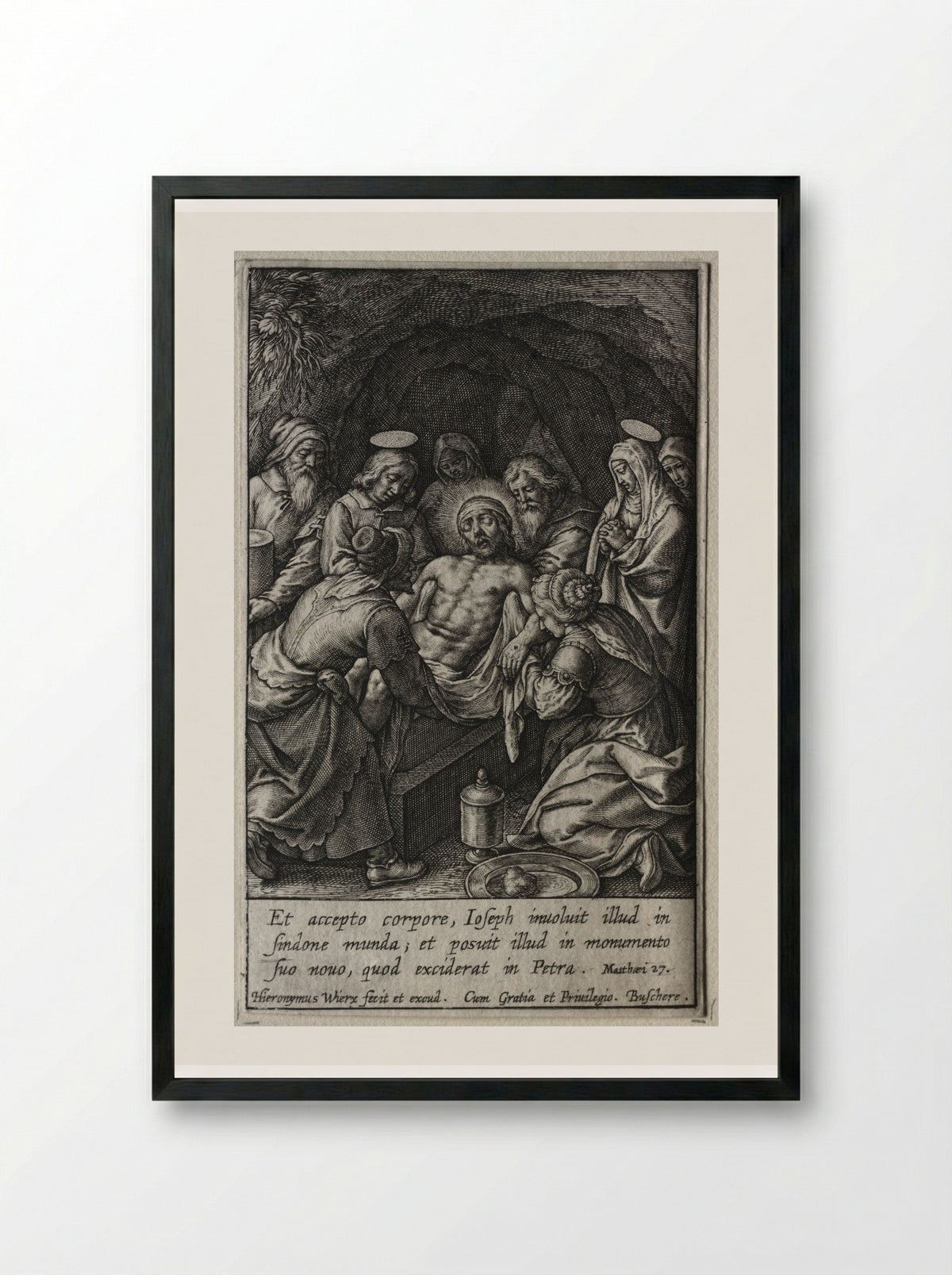 The Entombment - Hieronymus Wierix - Framed Print Black