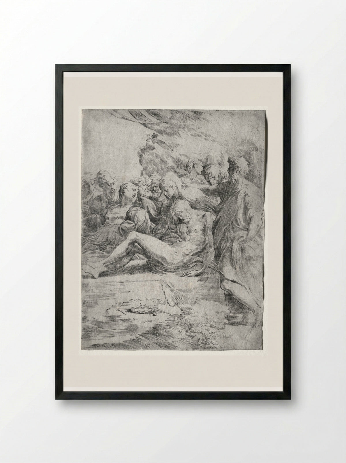 The Entombment - Parmigianino - Framed Print Black