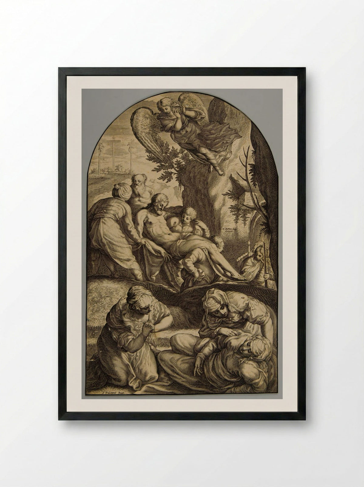 The Entombment - Jacob Matham - Framed Print Black