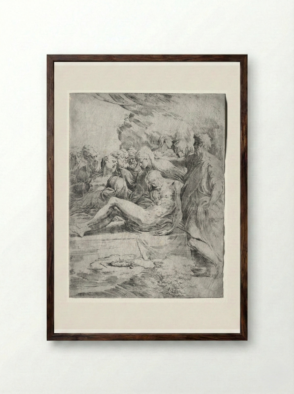 The Entombment - Parmigianino - Framed Print Dark Wood