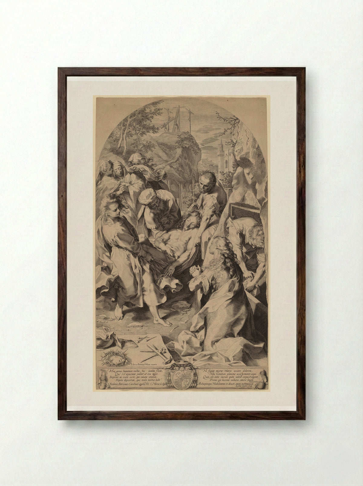 The Entombment - Aegidius Sadeler II - Framed Print Dark Wood