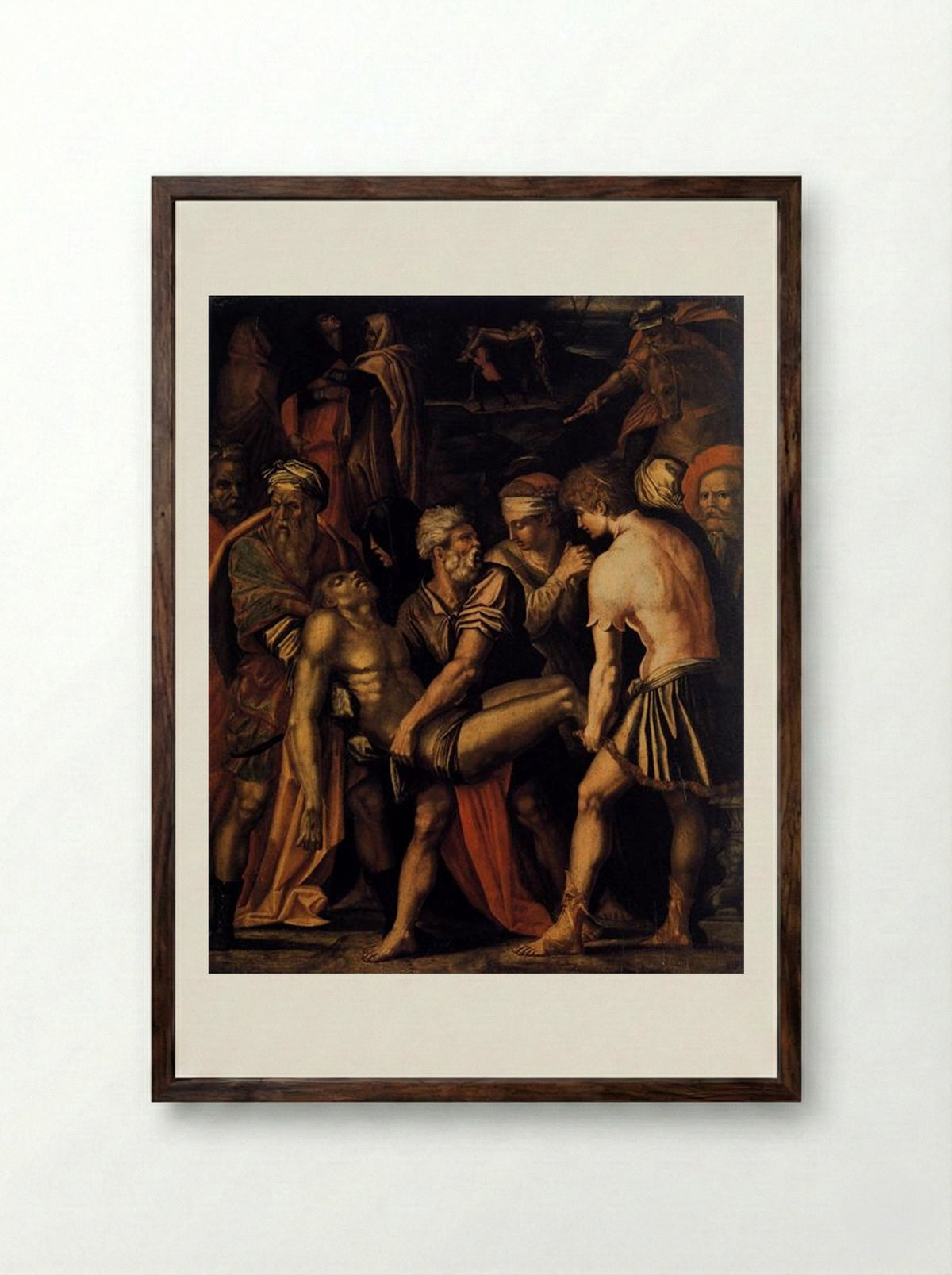 The Entombment - Giorgio Vasari - Framed Print Dark Wood