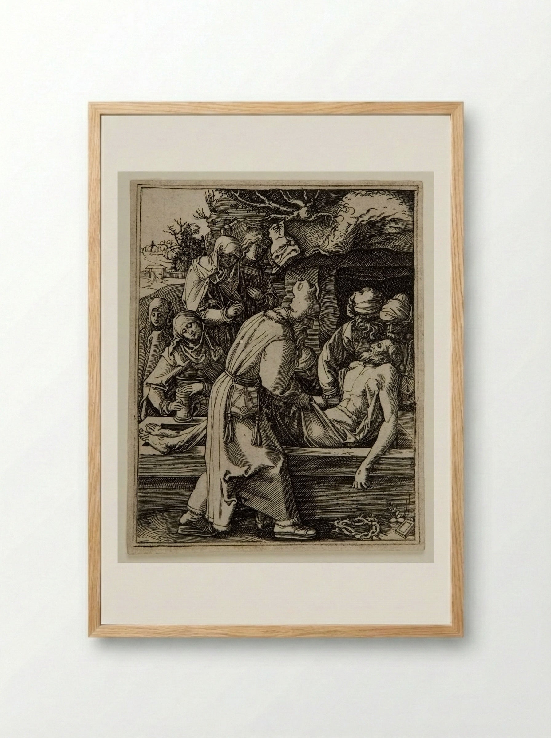 The Entombment - Marcantonio Raimondi - Framed Print Wood