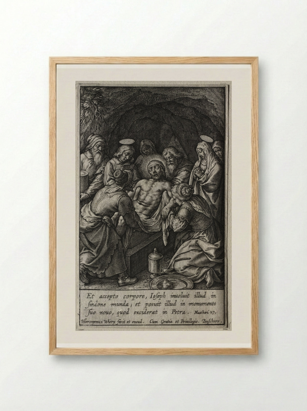 The Entombment - Hieronymus Wierix - Framed Print Wood