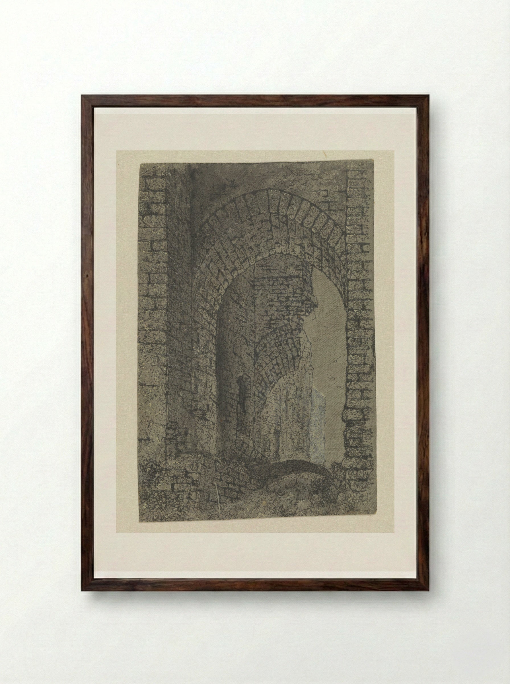 The Entrance Gate of the Ruins of Brederode Castle - Hercules Segers - Framed Print Dark Wood
