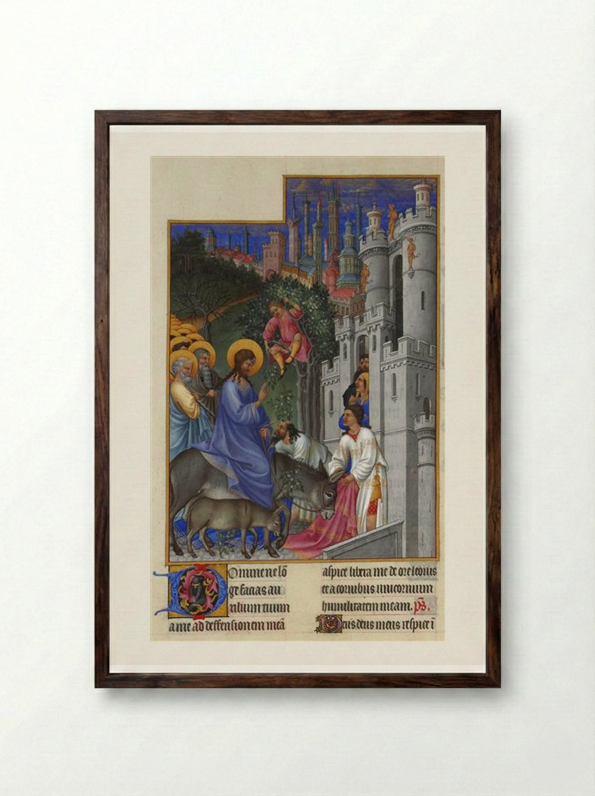 The Entry into Jerusalem - Limbourg brothers - Framed Print Dark Wood