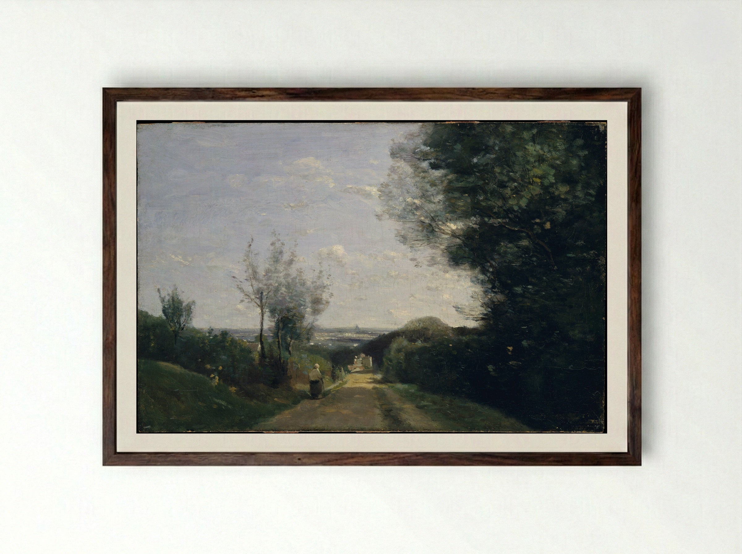 The Environs of Paris - Camille Corot - Framed Print Dark Wood