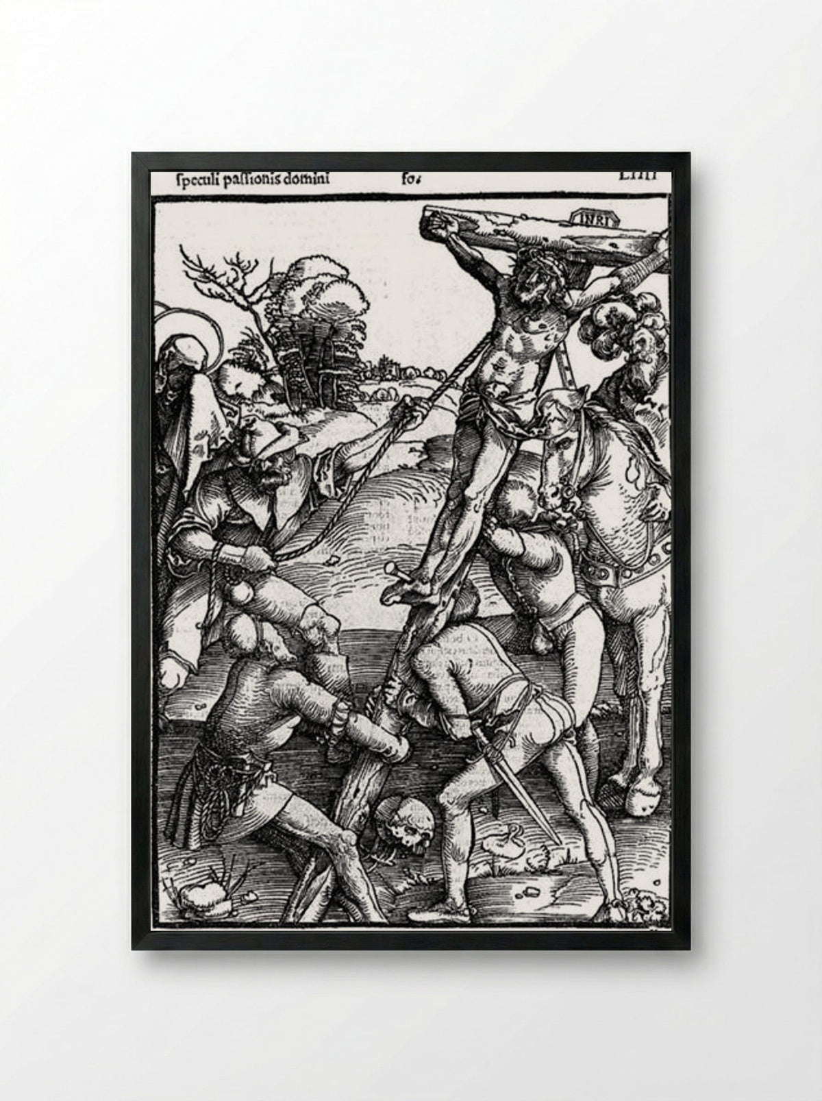 The Erection of the Cross - Hans Baldung Grien - Framed Print Black