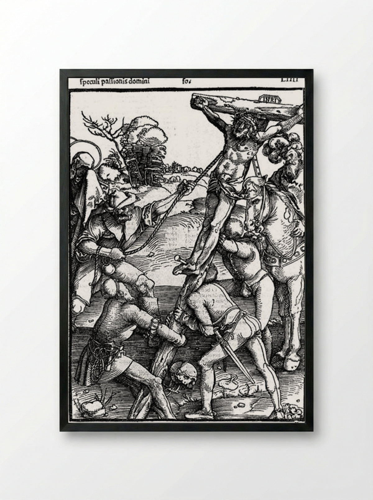 The Erection of the Cross - Hans Baldung Grien - Framed Print Black