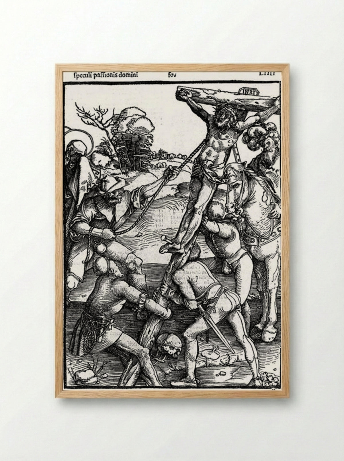 The Erection of the Cross - Hans Baldung Grien - Framed Print Wood
