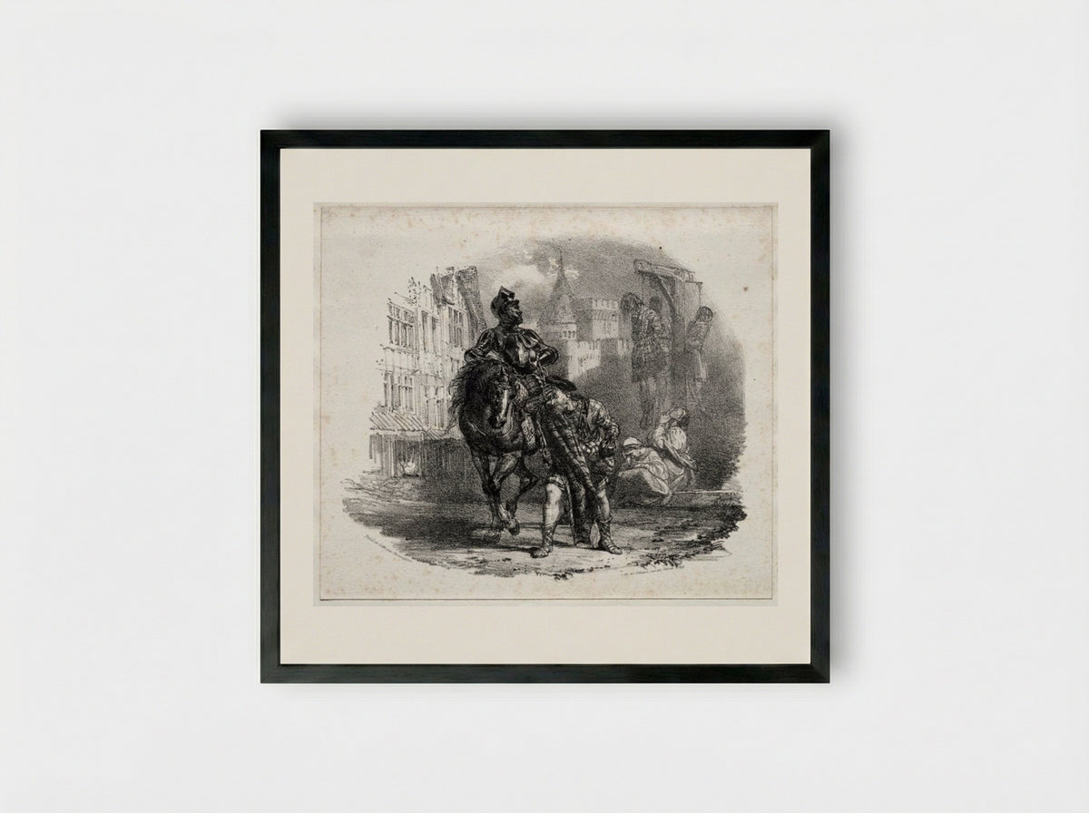 The Escape from Argyle Castle - Richard Parkes Bonington - Framed Print Black