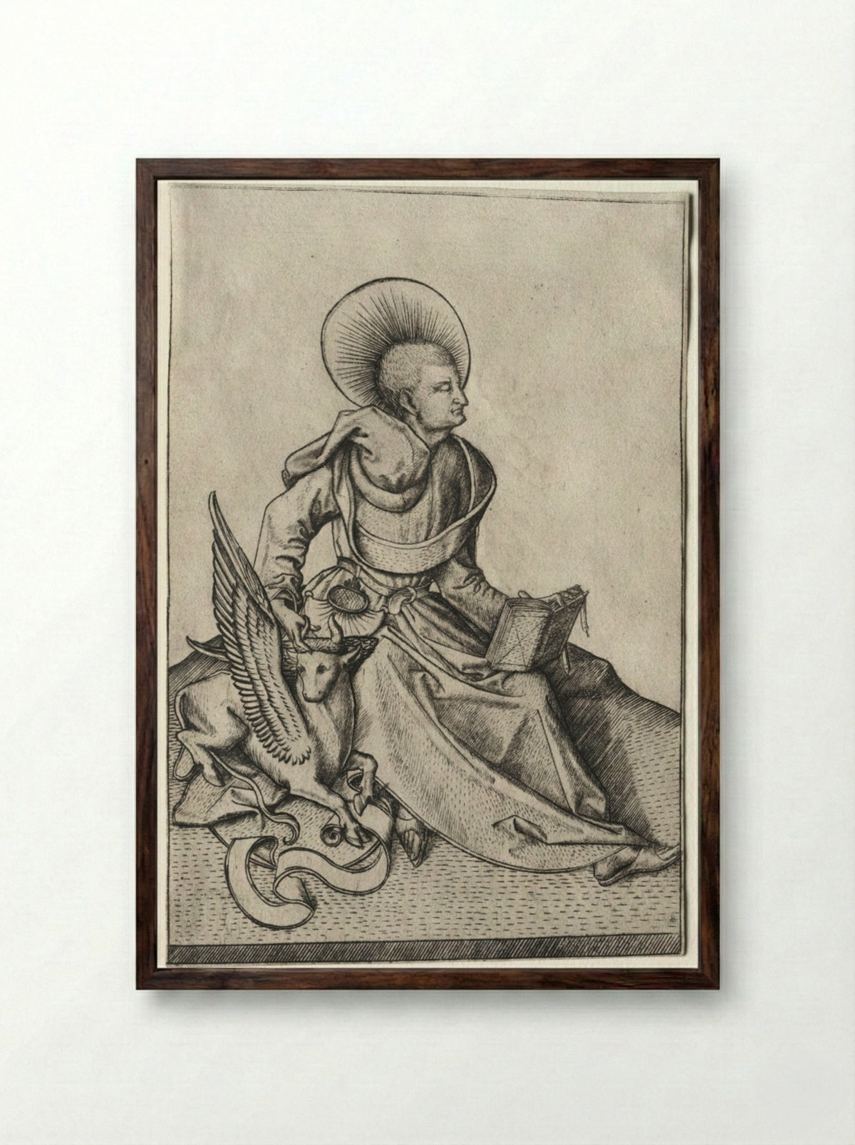 The Evangelists: St. Luke - Master ES - Framed Print Dark Wood