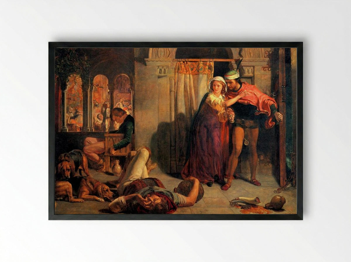 The Eve of St. Agnes - William Holman Hunt - Framed Print Black