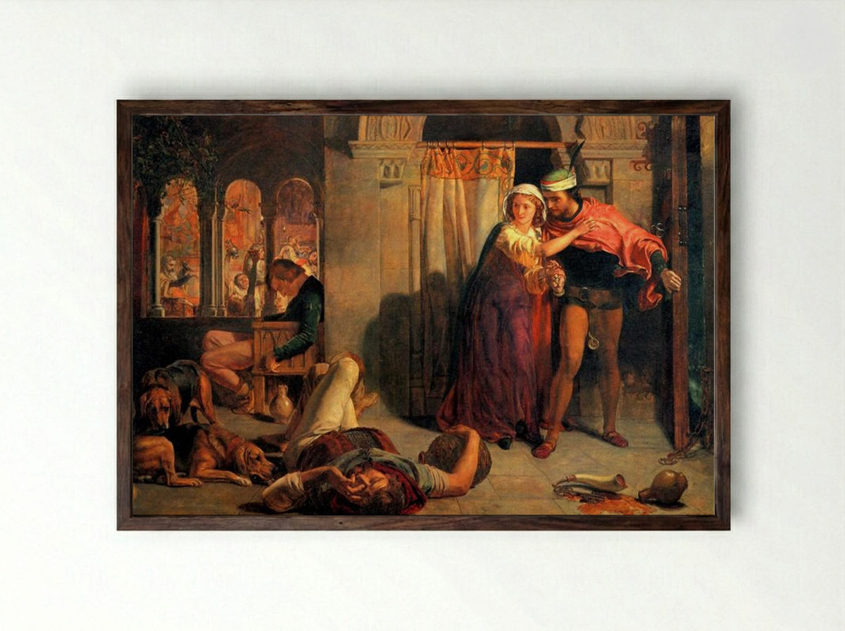 The Eve of St. Agnes - William Holman Hunt - Framed Print Dark Wood