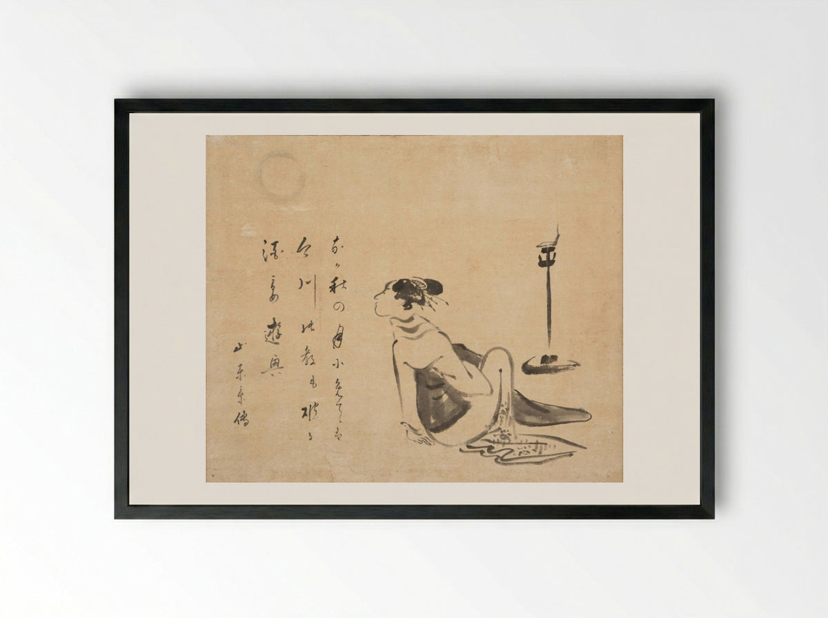 The Evening Wind-bell - Kitao Masanobu - Framed Print Black