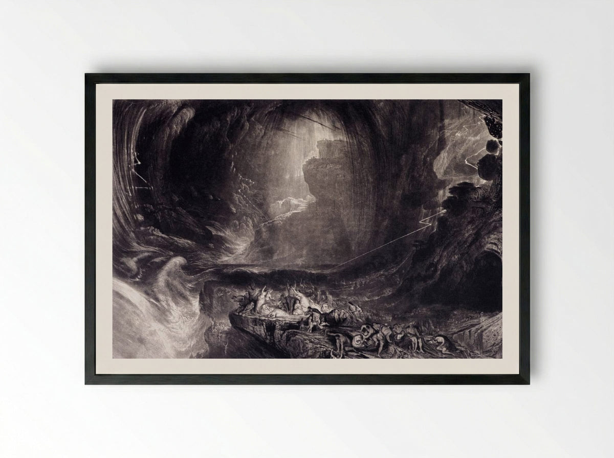 The Evening of the Deluge - John Martin - Framed Print Black