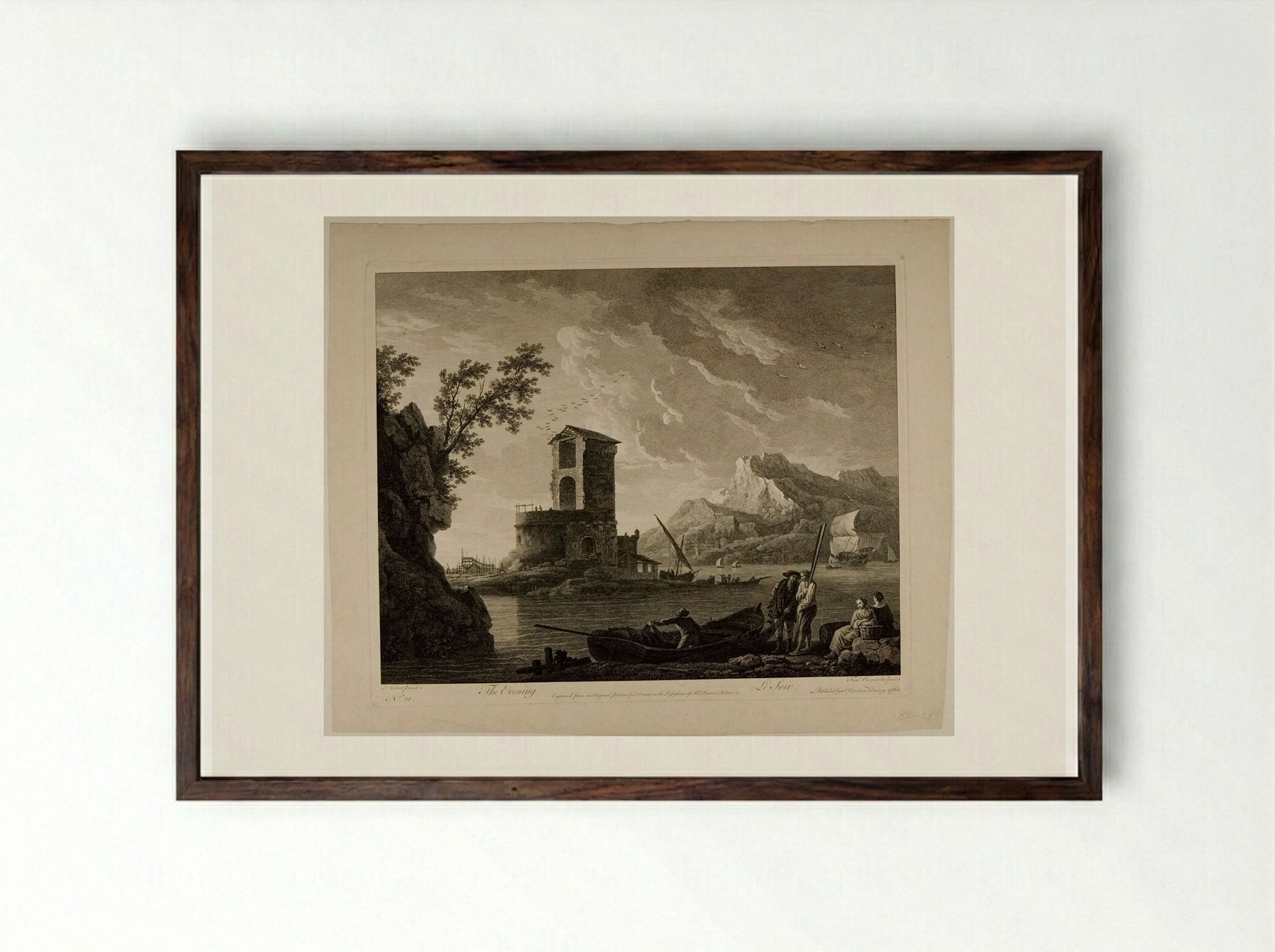 The Evening - François Vivares - Framed Print Dark Wood