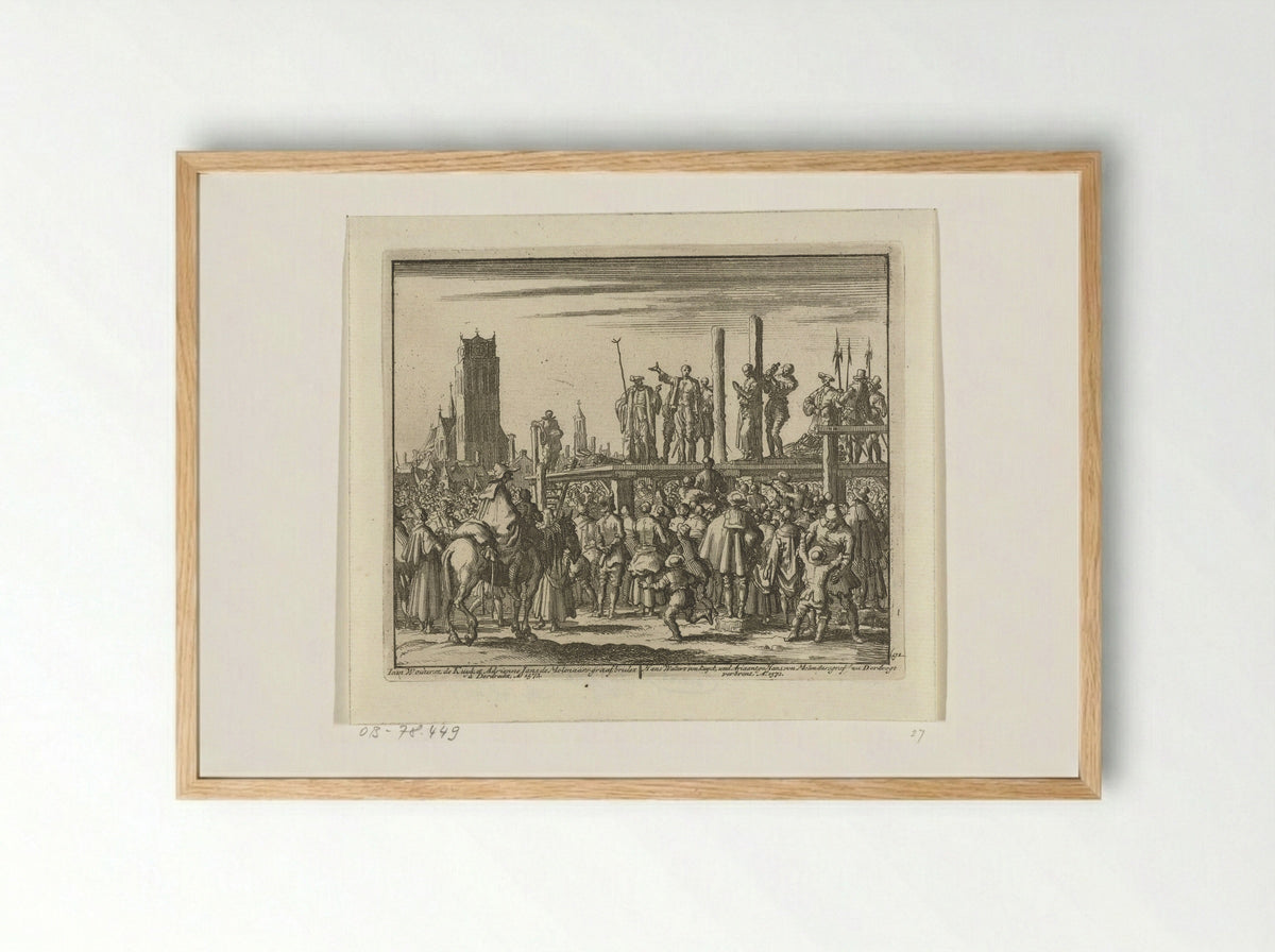 The Execution of Hans Woutersz. van Kuyk and Ariaantje Jans in Dordrecht - Hans van Kuyk - Framed Print Wood