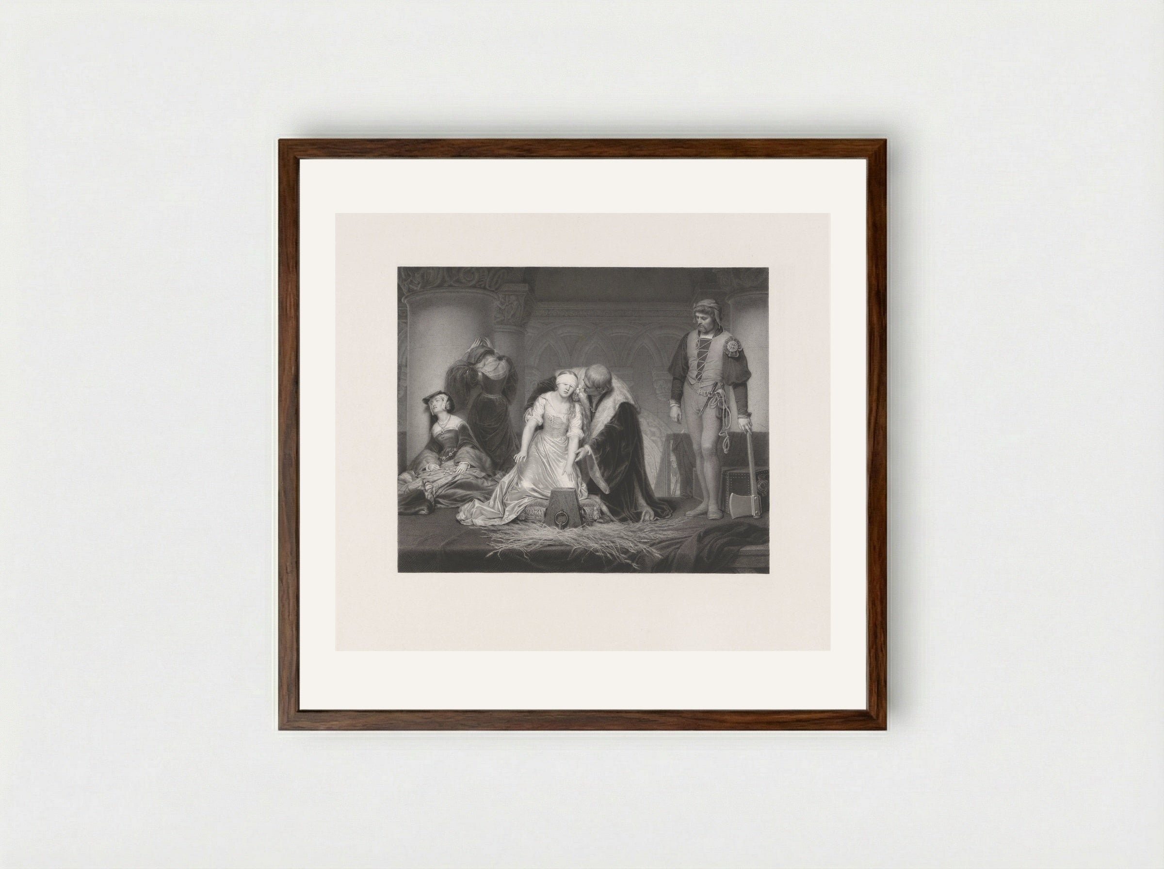 The Execution of Lady Jane Grey - Paolo Mercuri - Framed Print Dark Wood