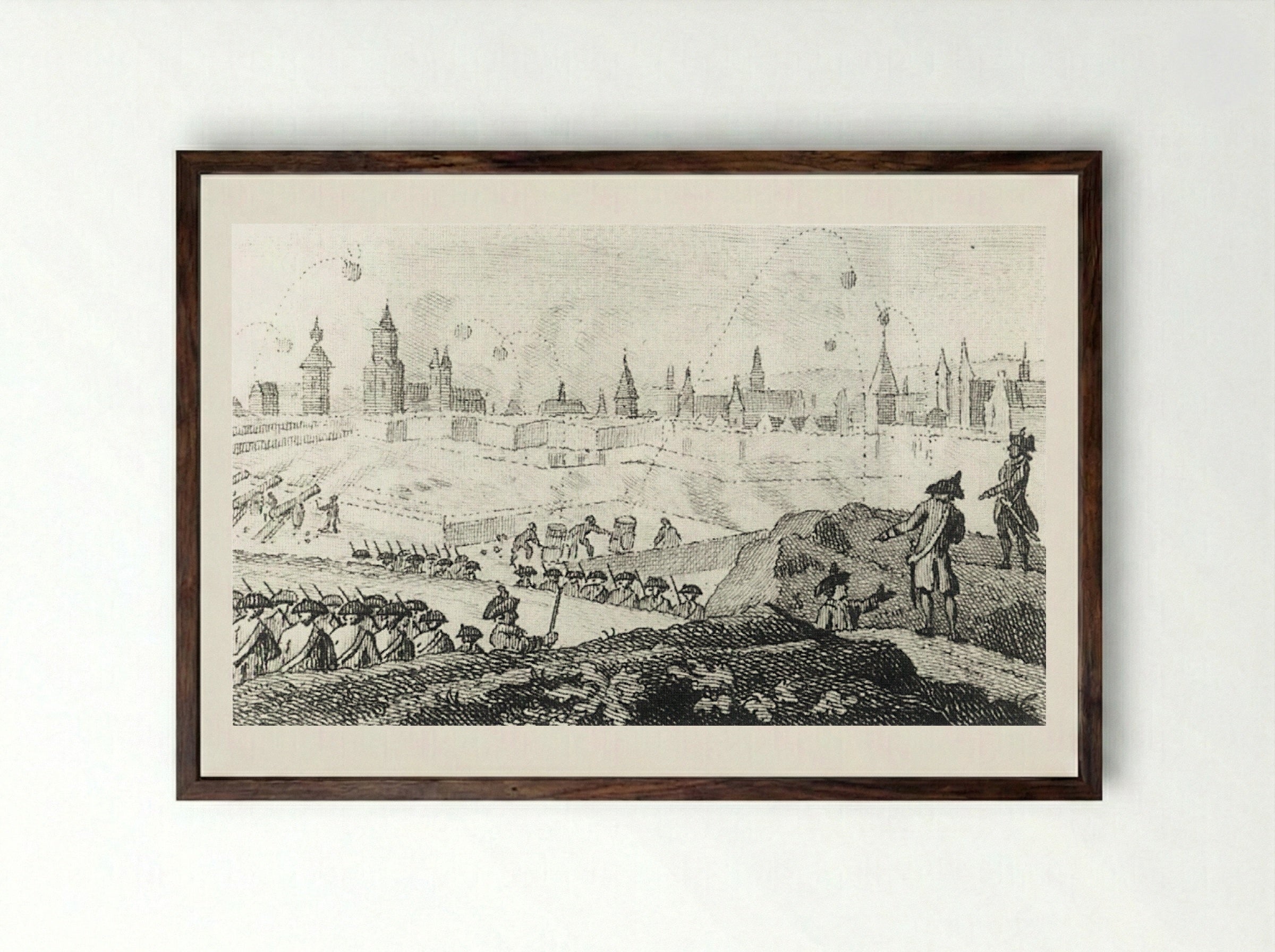The Execution of Quirijn Dirkszoon and Lambert Jacobszoon - Jacobus Buys - Framed Print Dark Wood