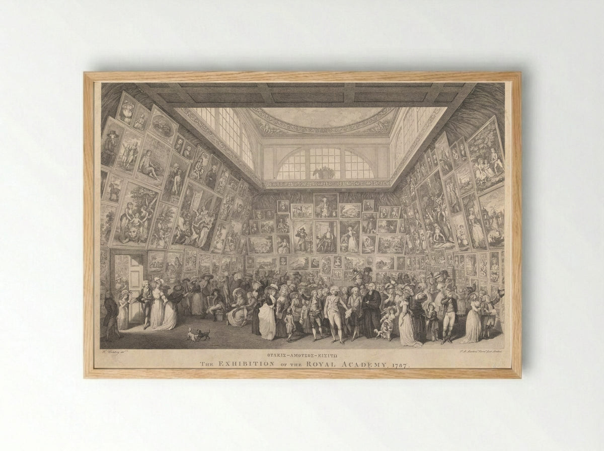 The Exhibition of the Royal Academy, 1787 - Pietro Antonio Martini - Framed Print Wood