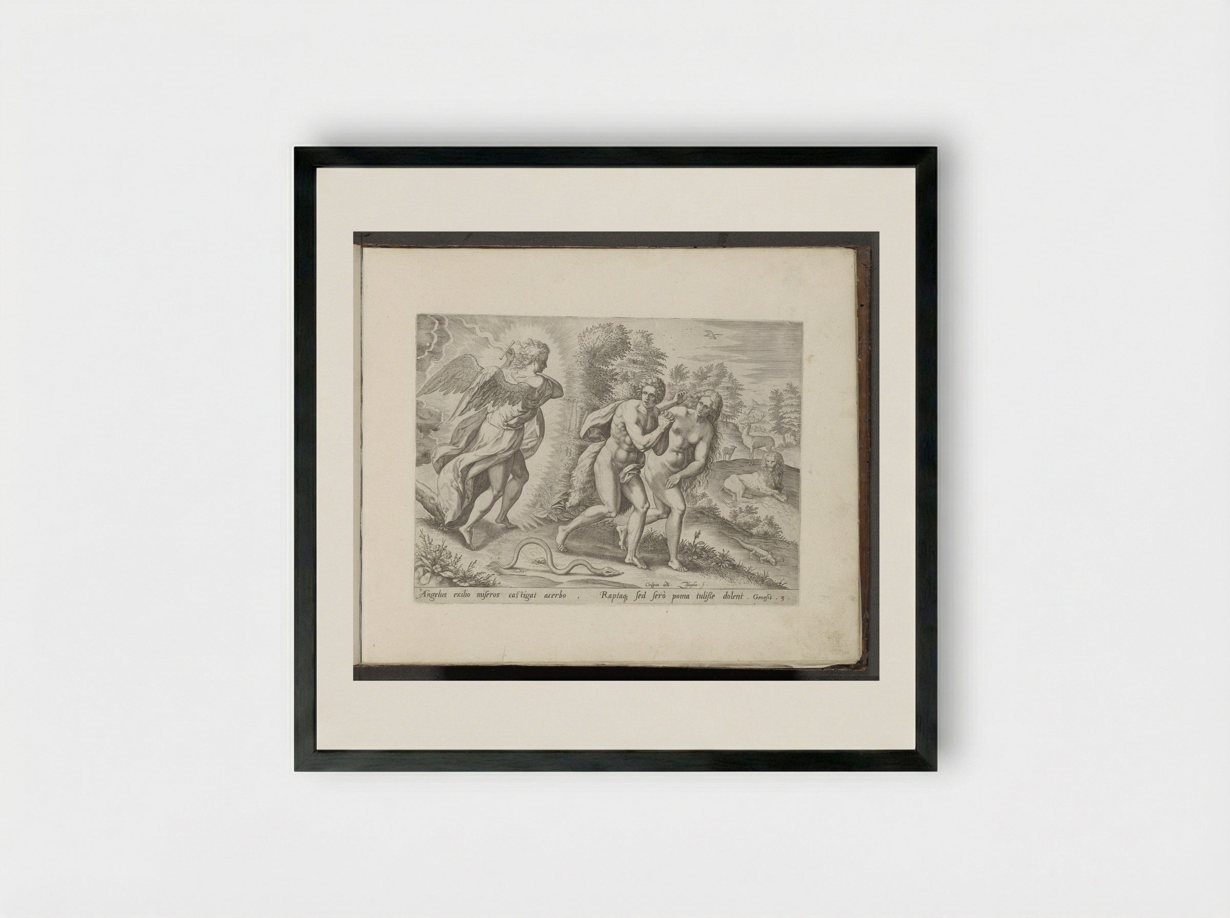 The Expulsion from Paradise - Gerard de Jode - Framed Print Black
