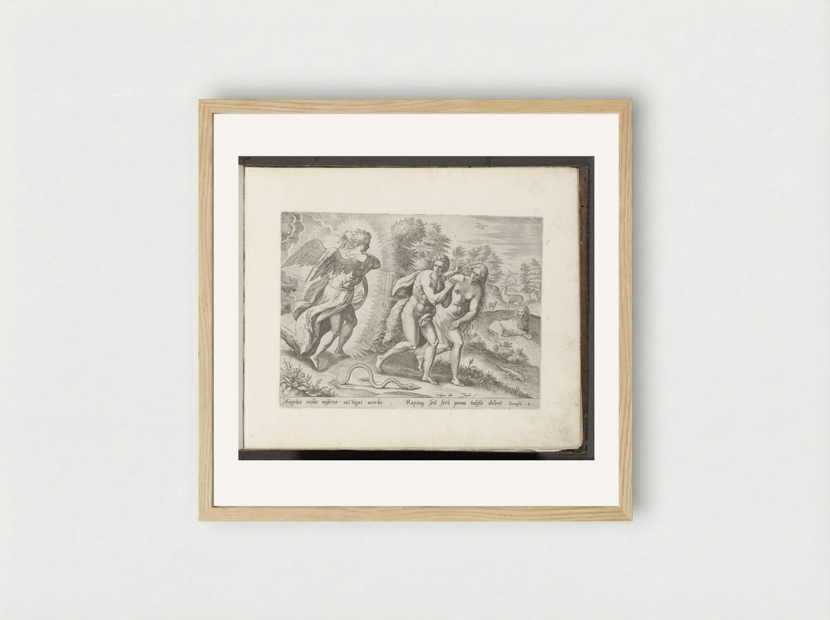 The Expulsion from Paradise - Gerard de Jode - Framed Print Wood