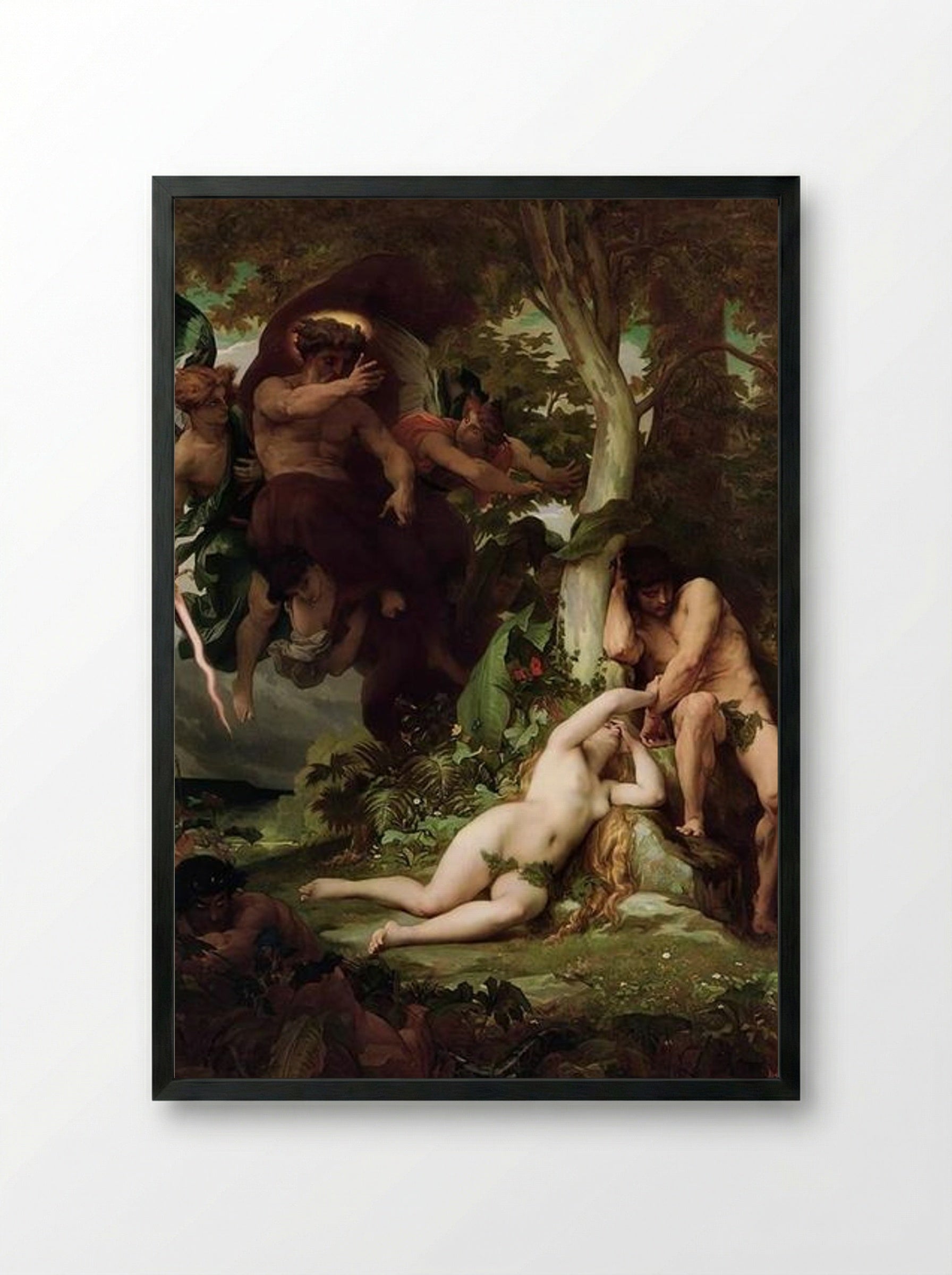 The Expulsion of Adam and Eve from the Garden of Paradise - Alexandre Cabanel - Framed Print Black