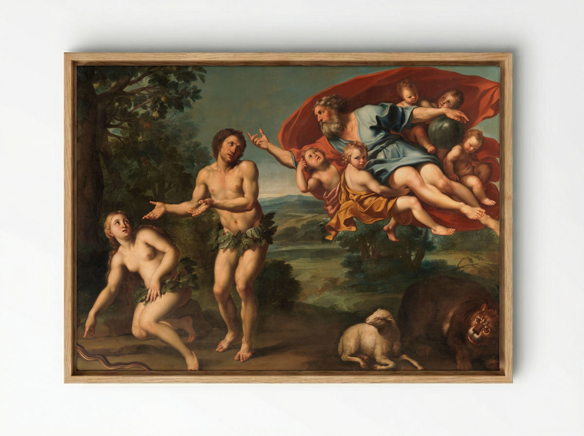 The Expulsion of Adam and Eve - Domenichino - Framed Canvas Wood