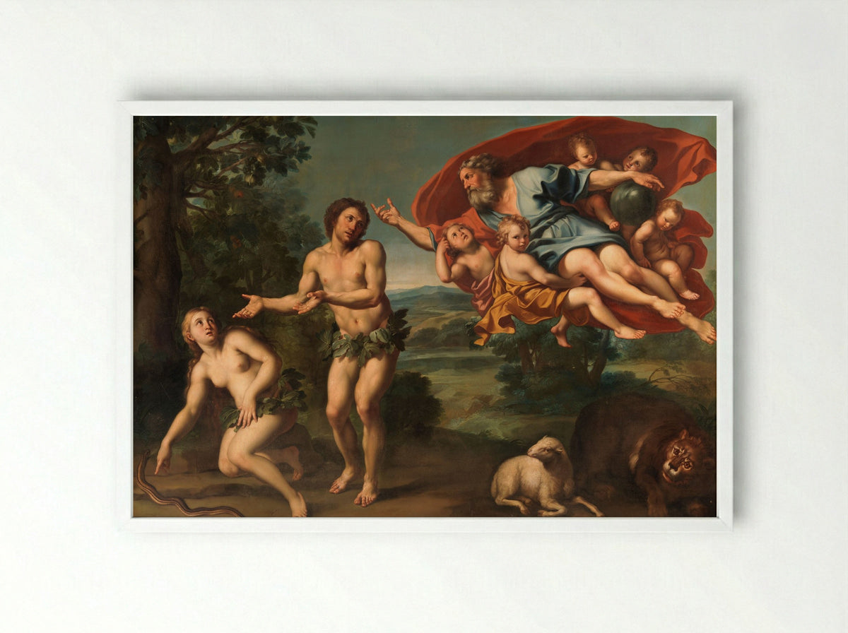 The Expulsion of Adam and Eve - Domenichino - Framed Print White