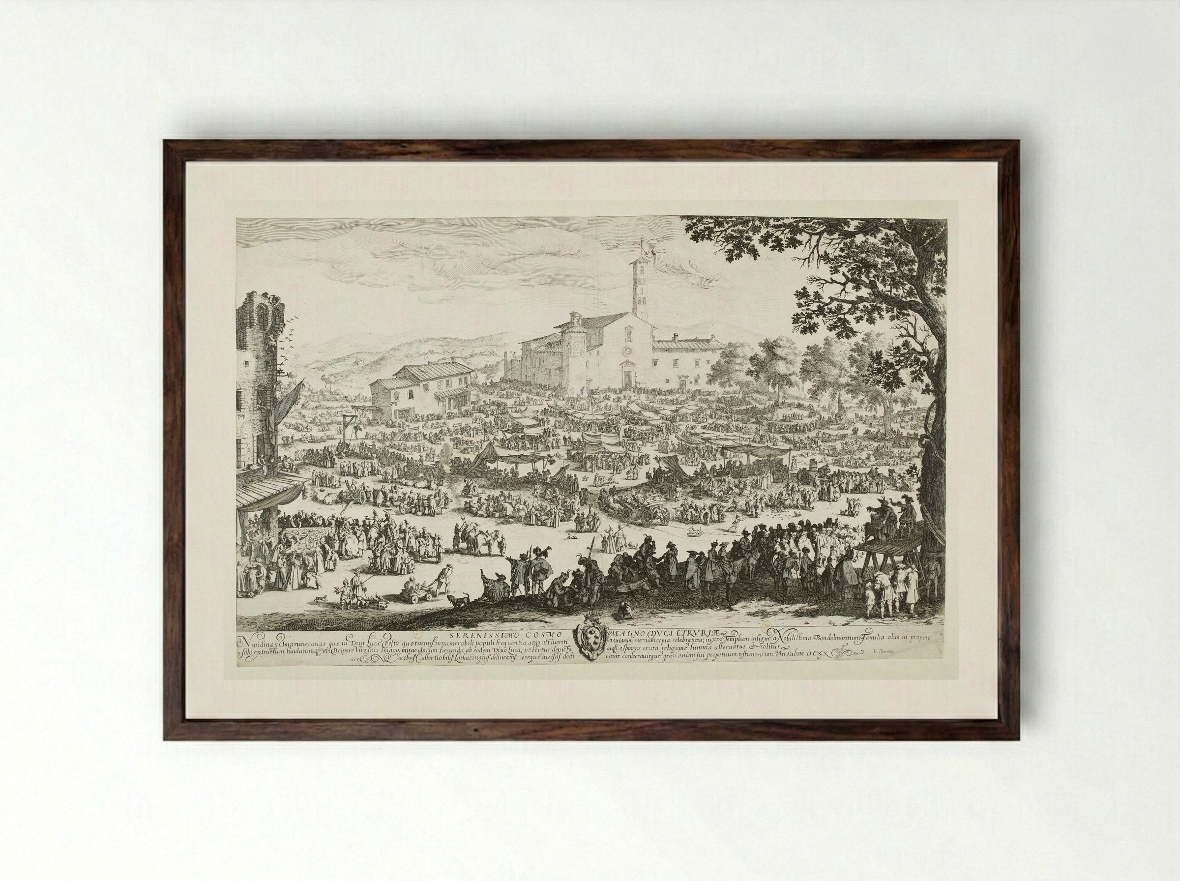 The Fair at Impruneta - Jacques Callot - Framed Print Dark Wood