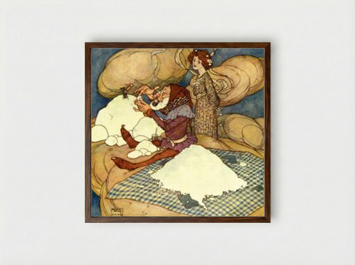 The Fairies who Changed Places - Florence Harrison - Framed Print Dark Wood