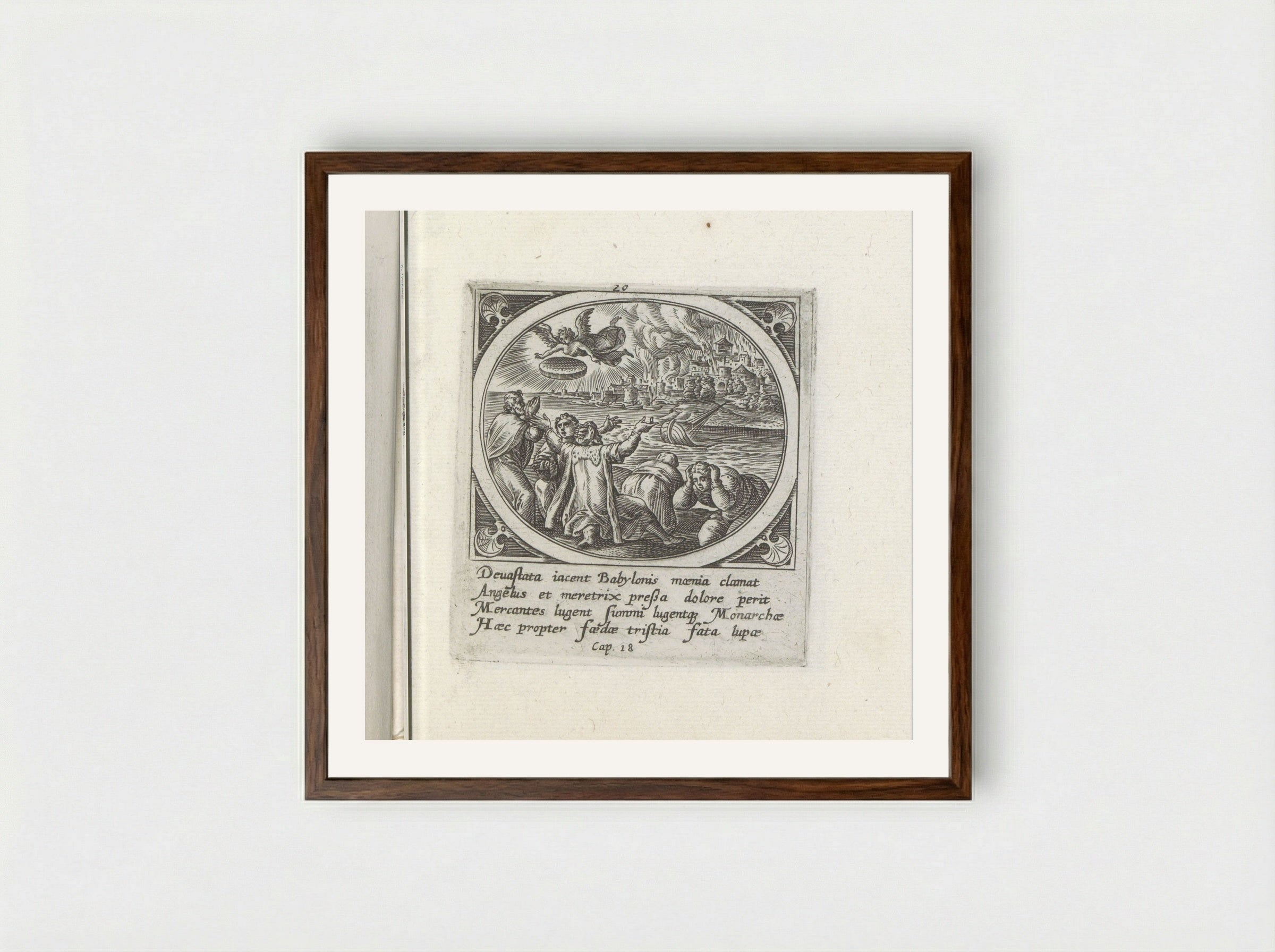 The Fall of Babylon - Gerard de Jode - Framed Print Dark Wood