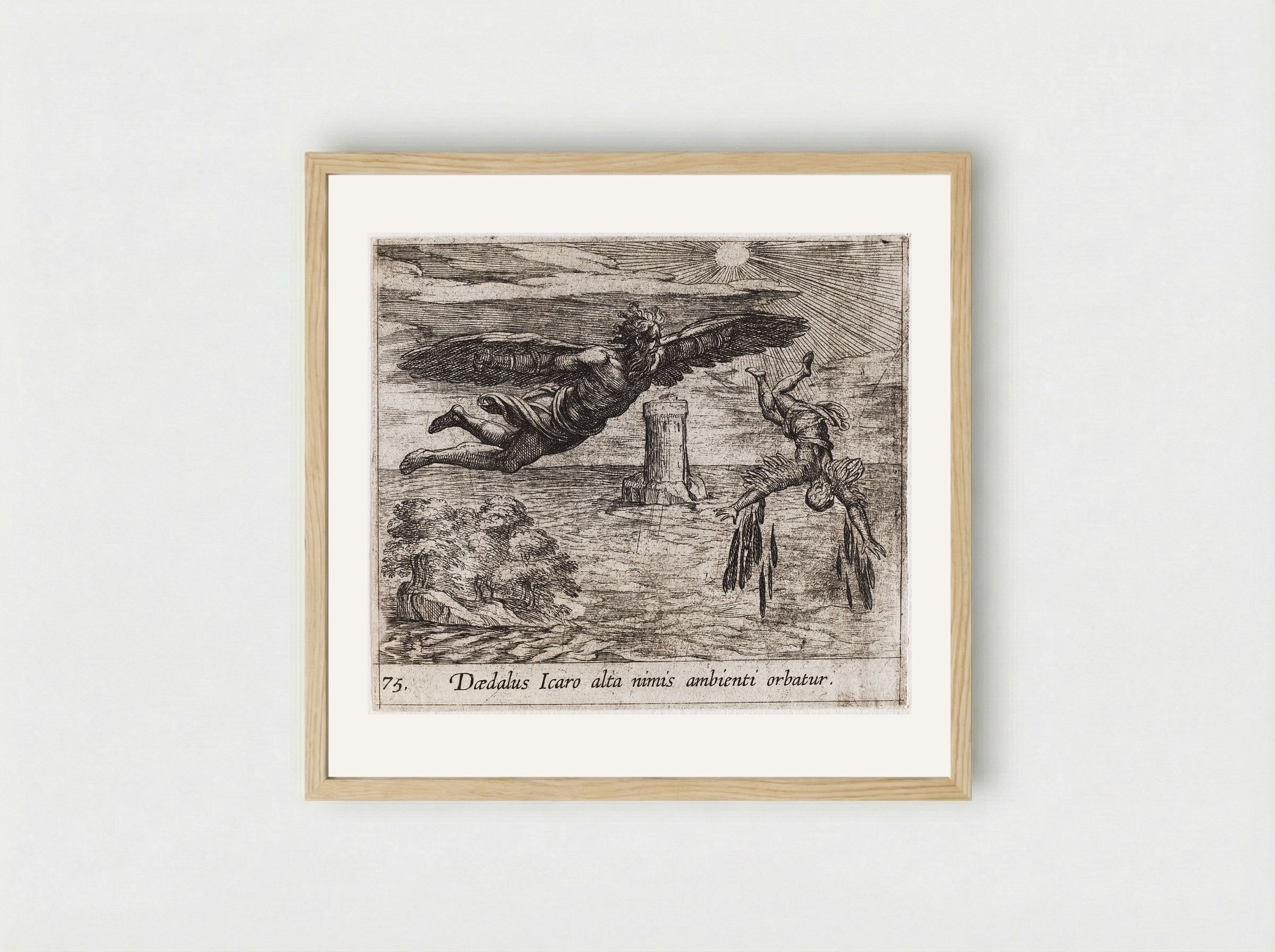 The Fall of Icarus - Antonio Tempesta - Framed Print Wood