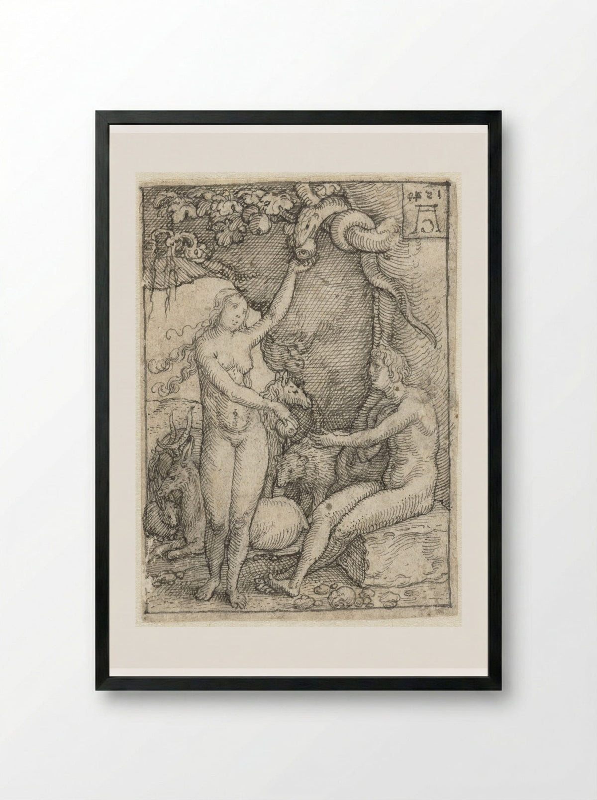 The Fall of Man - Heinrich Aldegrever - Framed Print Black