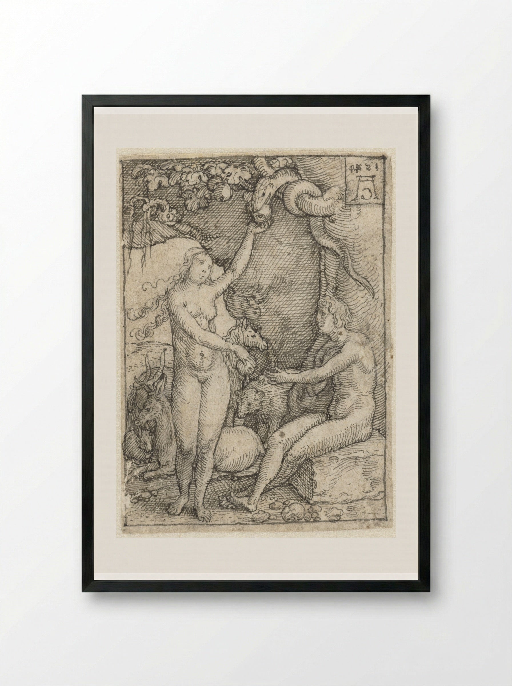 The Fall of Man - Heinrich Aldegrever - Framed Print Black