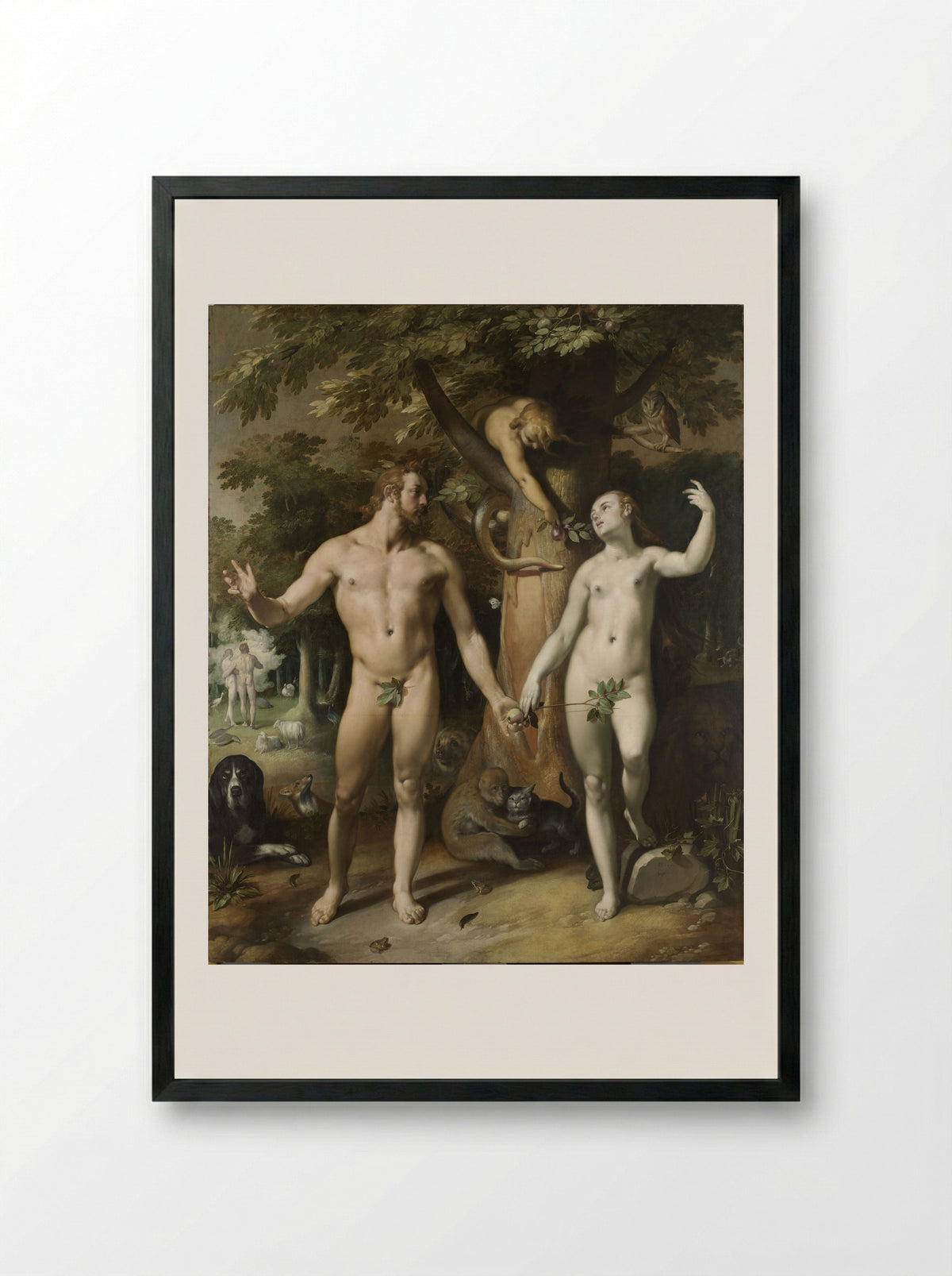 The Fall of Man - Cornelis Cornelisz. van Haarlem - Framed Print Black