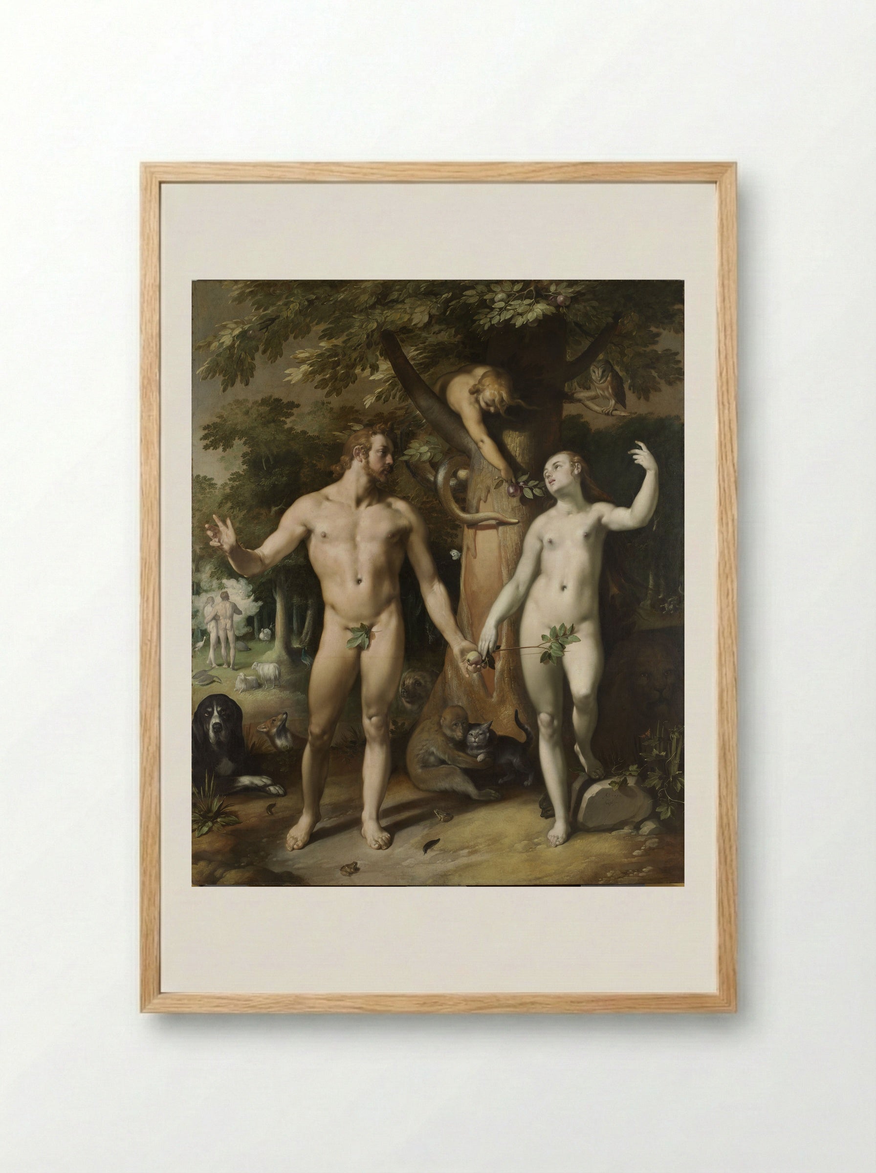 The Fall of Man - Cornelis Cornelisz. van Haarlem - Framed Print Wood
