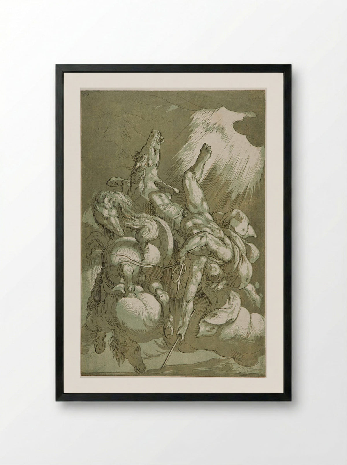 The Fall of Phaeton - Anne Claude Philippe de Thubières, comte de Caylus - Framed Print Black