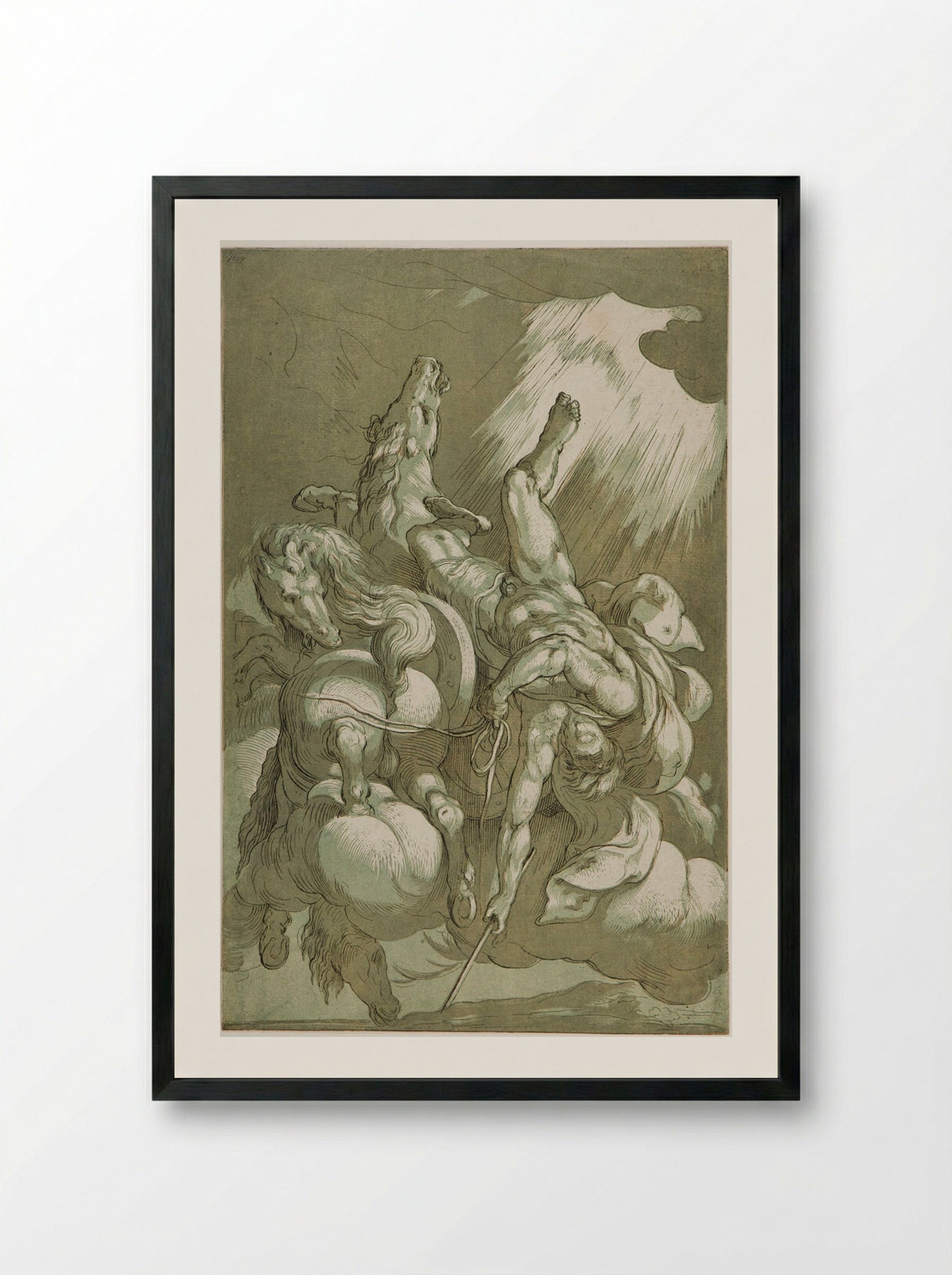 The Fall of Phaeton - Anne Claude Philippe de Thubières, comte de Caylus - Framed Print Black