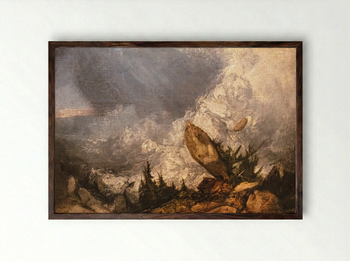The Fall of an Avalanche in the Grisons - J.M.W. Turner - Framed Print Dark Wood