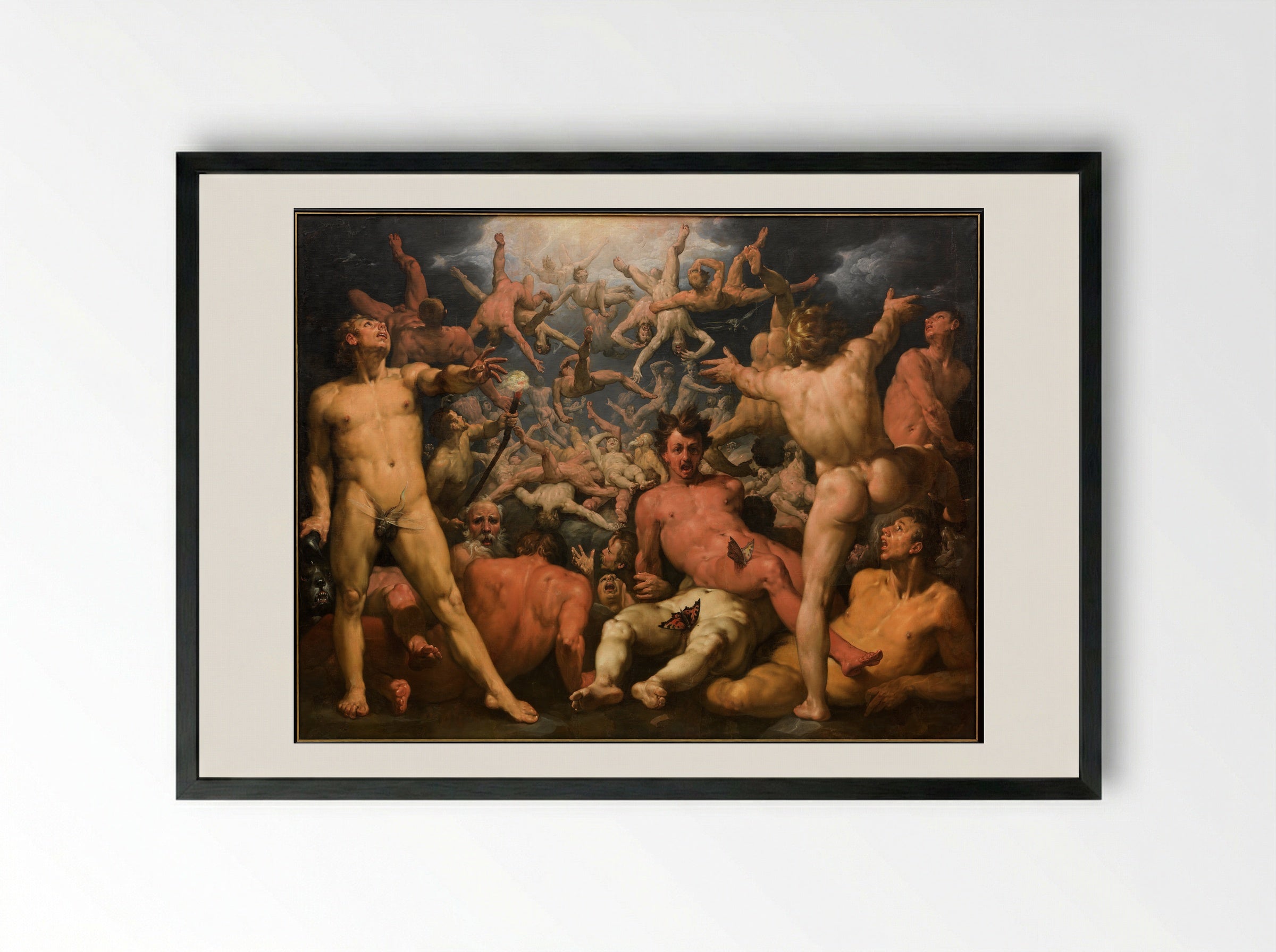 The Fall of the Titans - Cornelis Cornelisz. van Haarlem - Framed Print Black