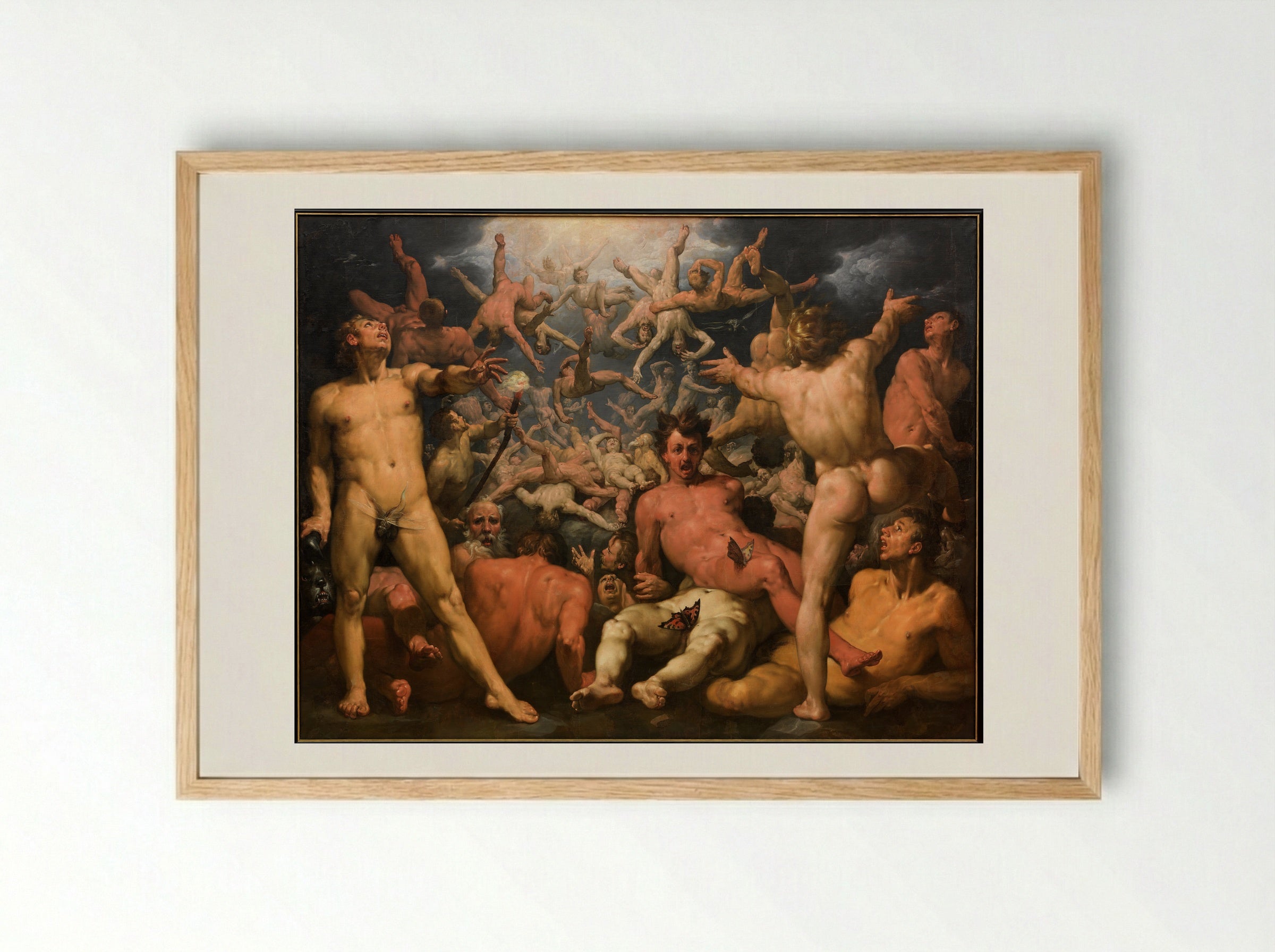 The Fall of the Titans - Cornelis Cornelisz. van Haarlem - Framed Print Wood
