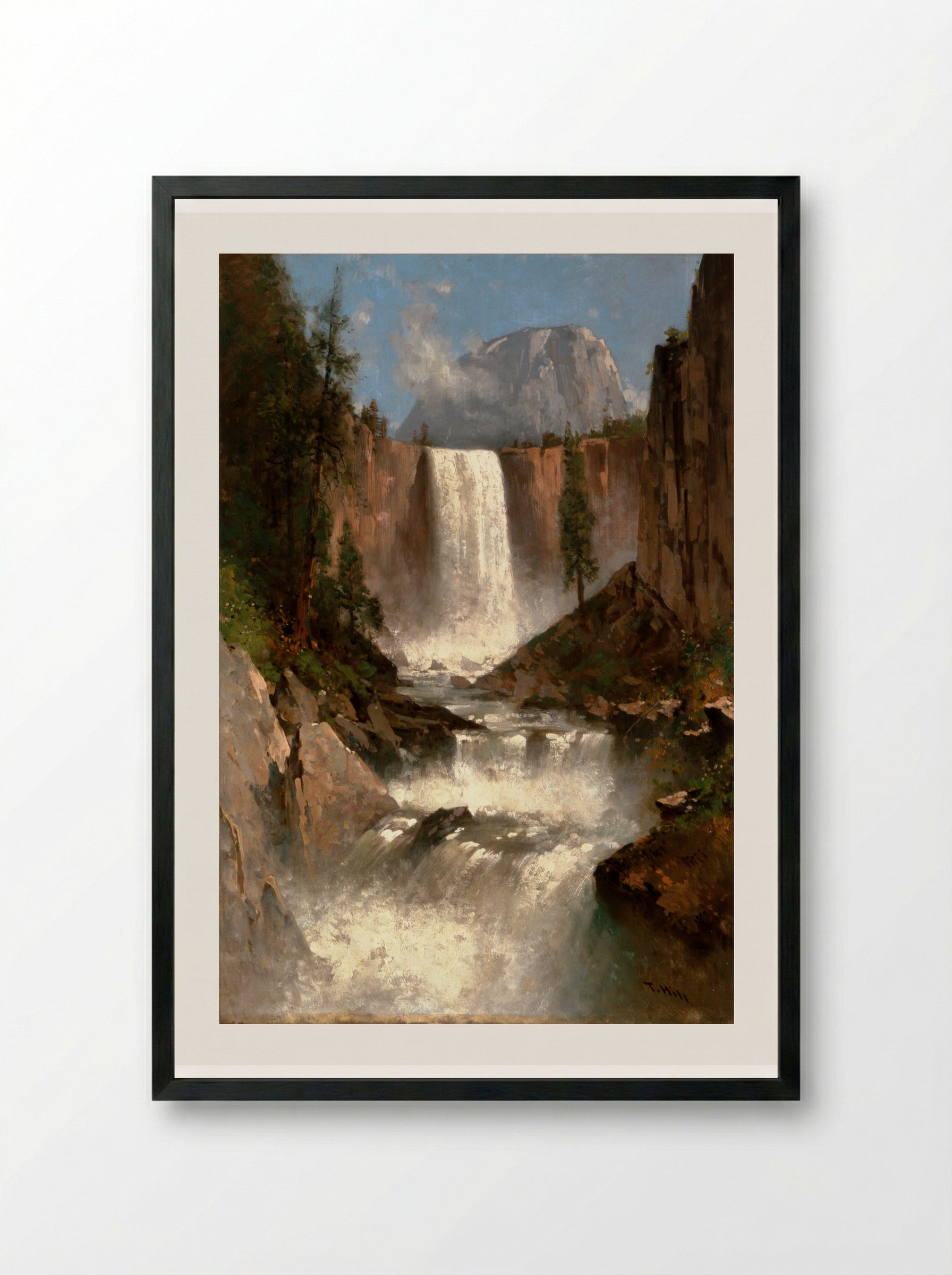 The Falls of Yosemite - Thomas Hill - Framed Print Black