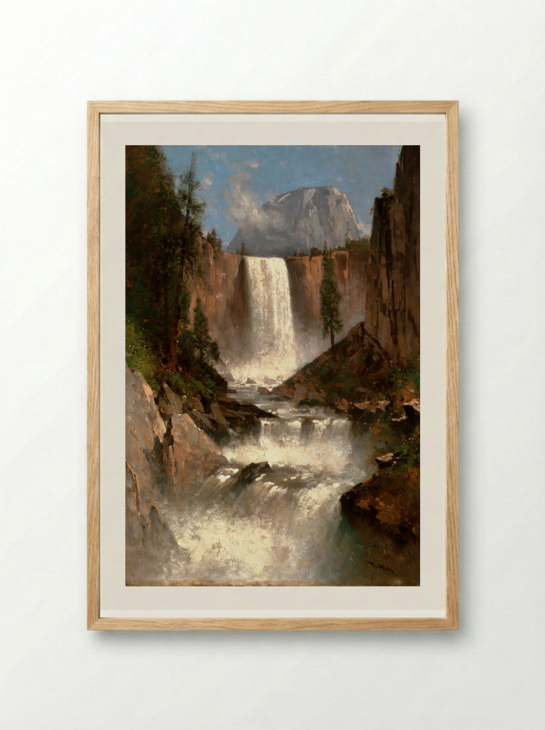 The Falls of Yosemite - Thomas Hill - Framed Print Wood