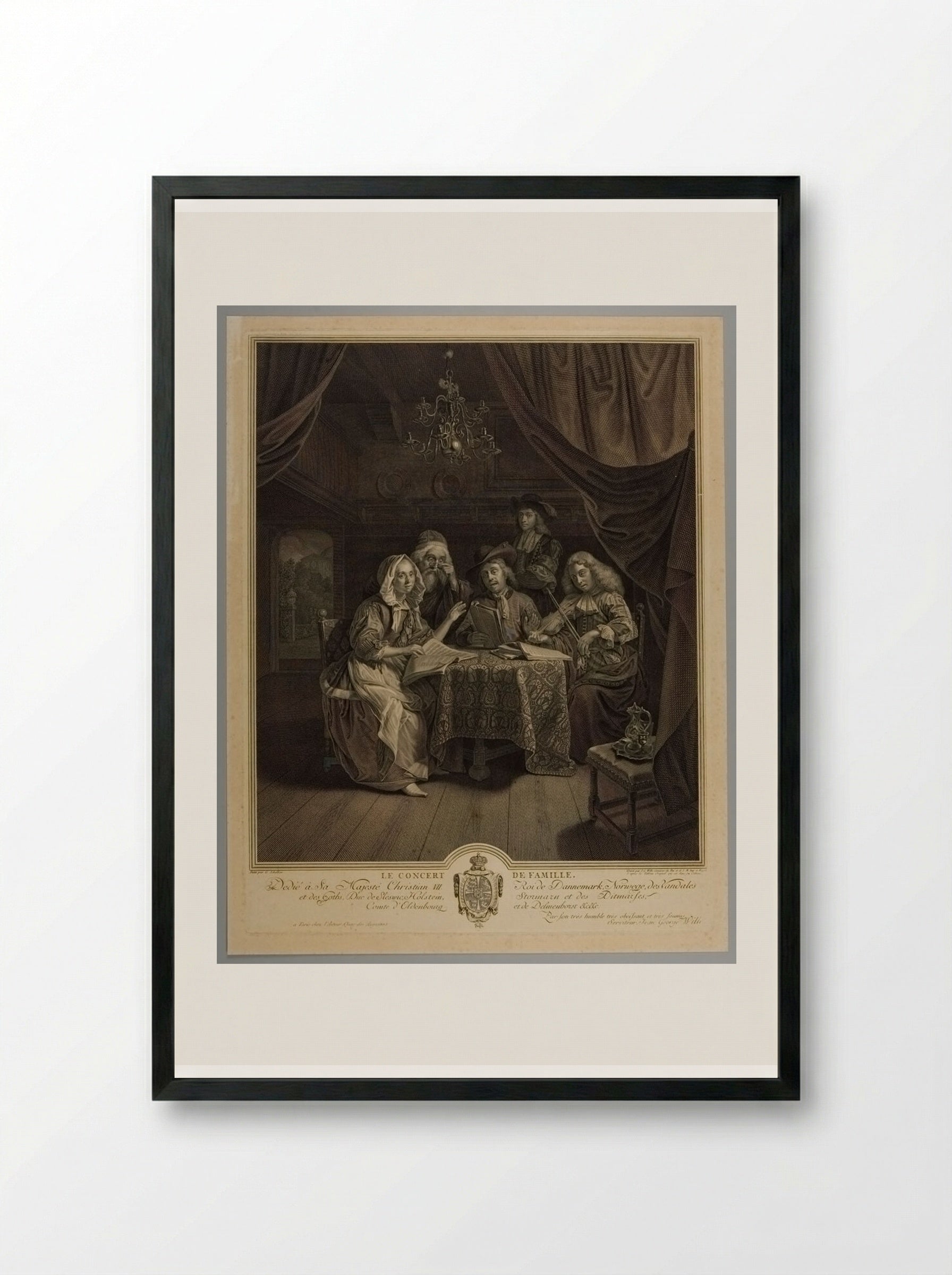 The Family Concert - Johann Georg Wille - Framed Print Black