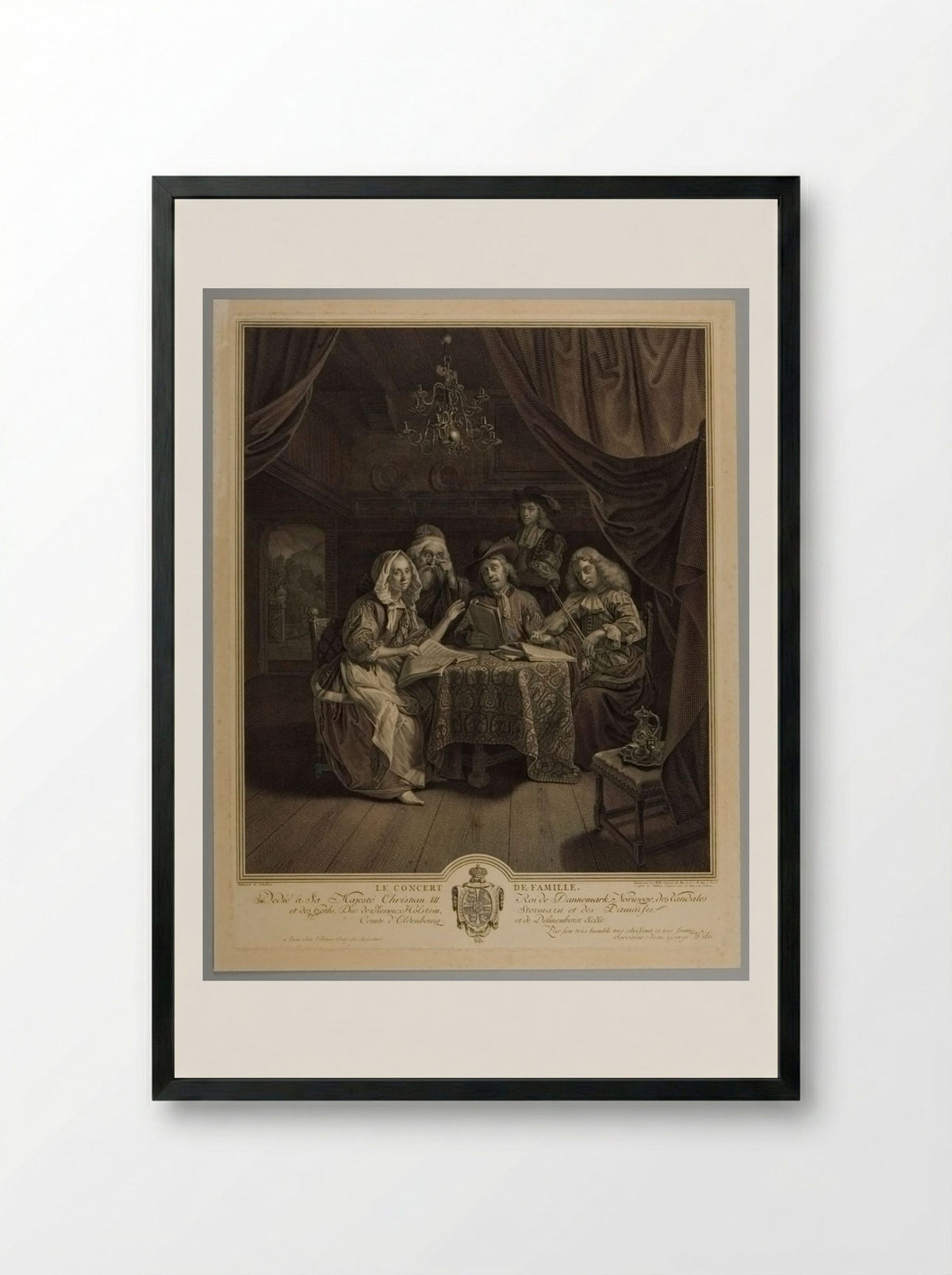 The Family Concert - Johann Georg Wille - Framed Print Black