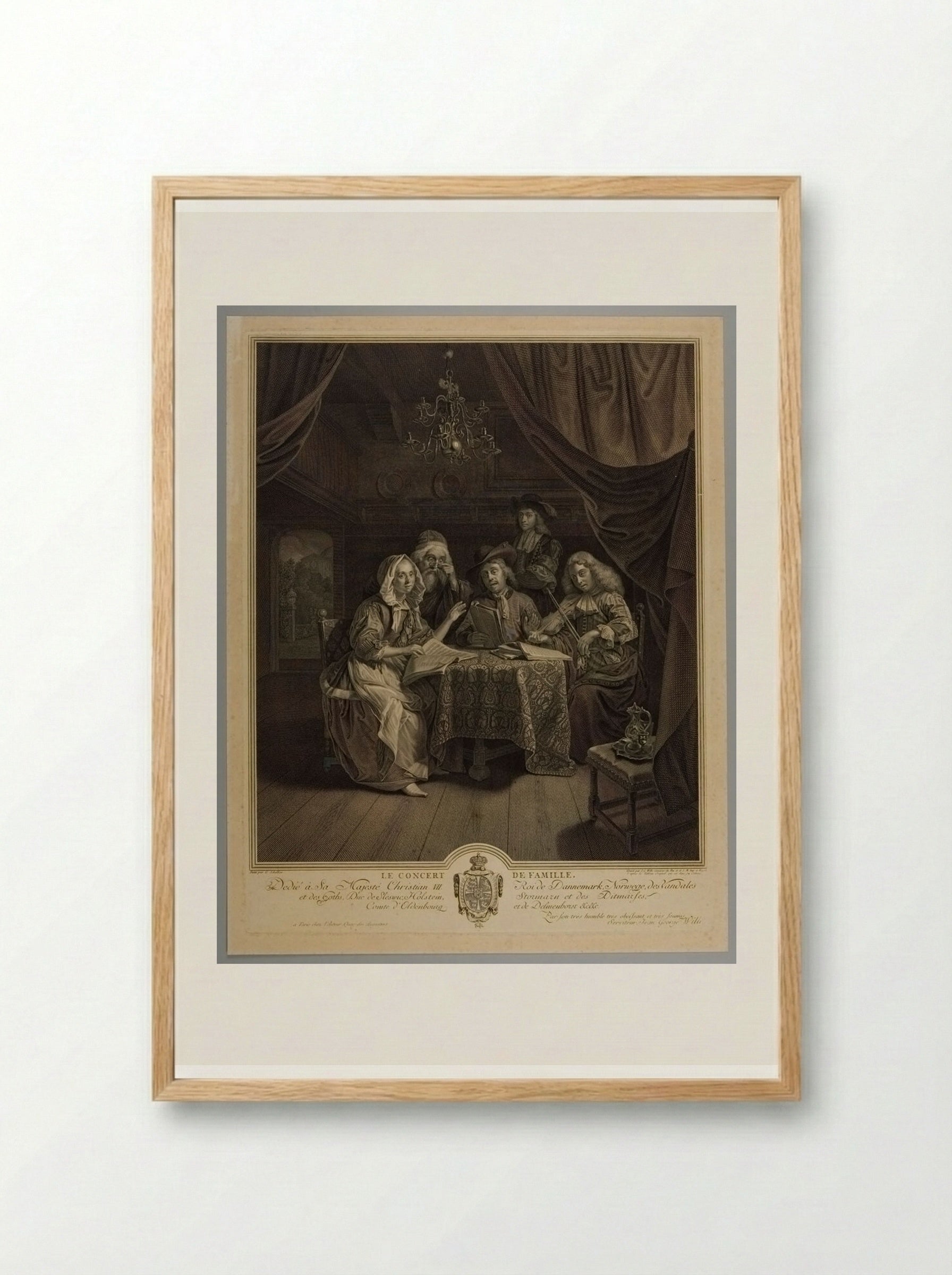 The Family Concert - Johann Georg Wille - Framed Print Wood