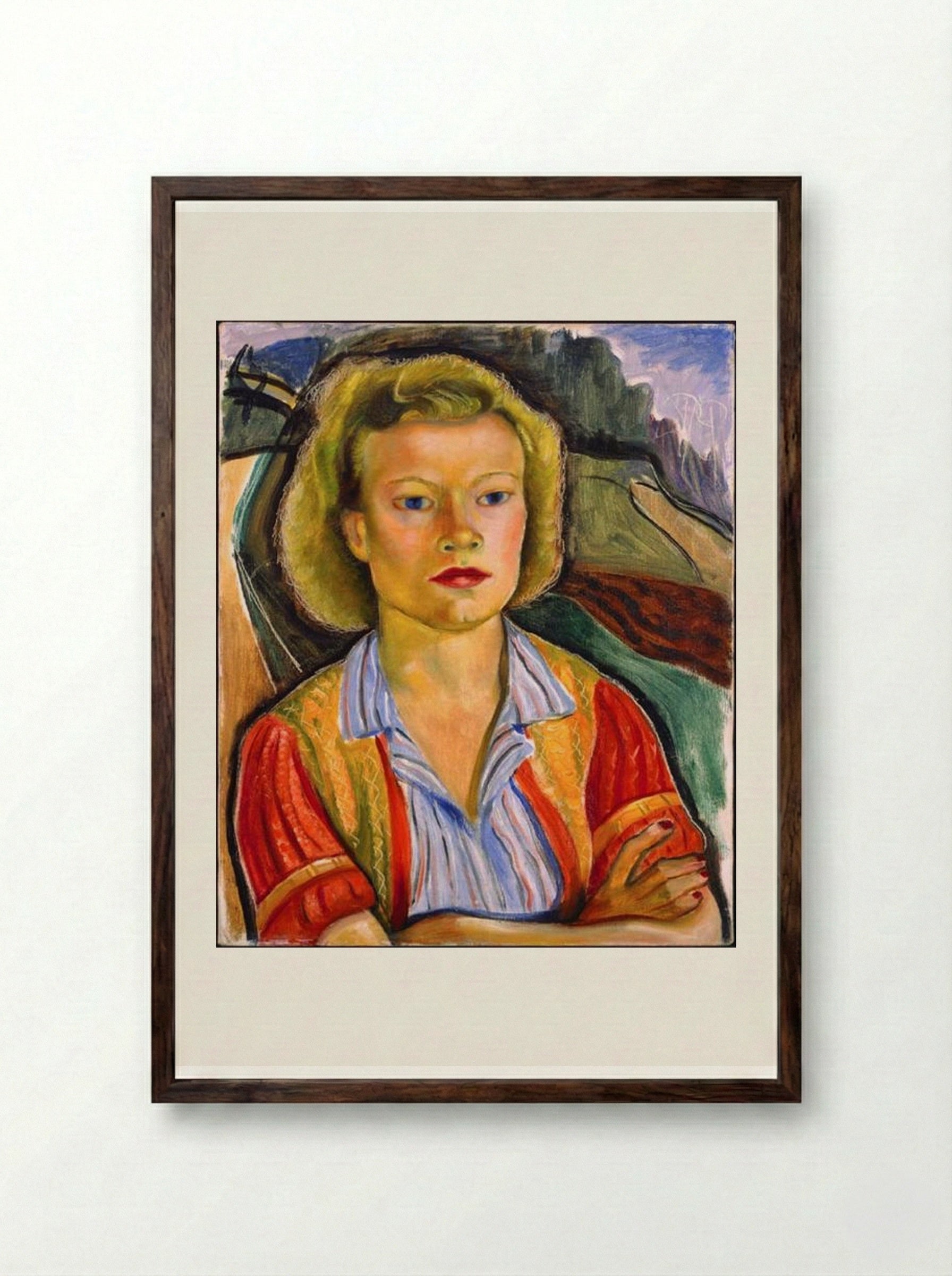 The Farmer's Daughter - Prudence Heward - Framed Print Dark Wood