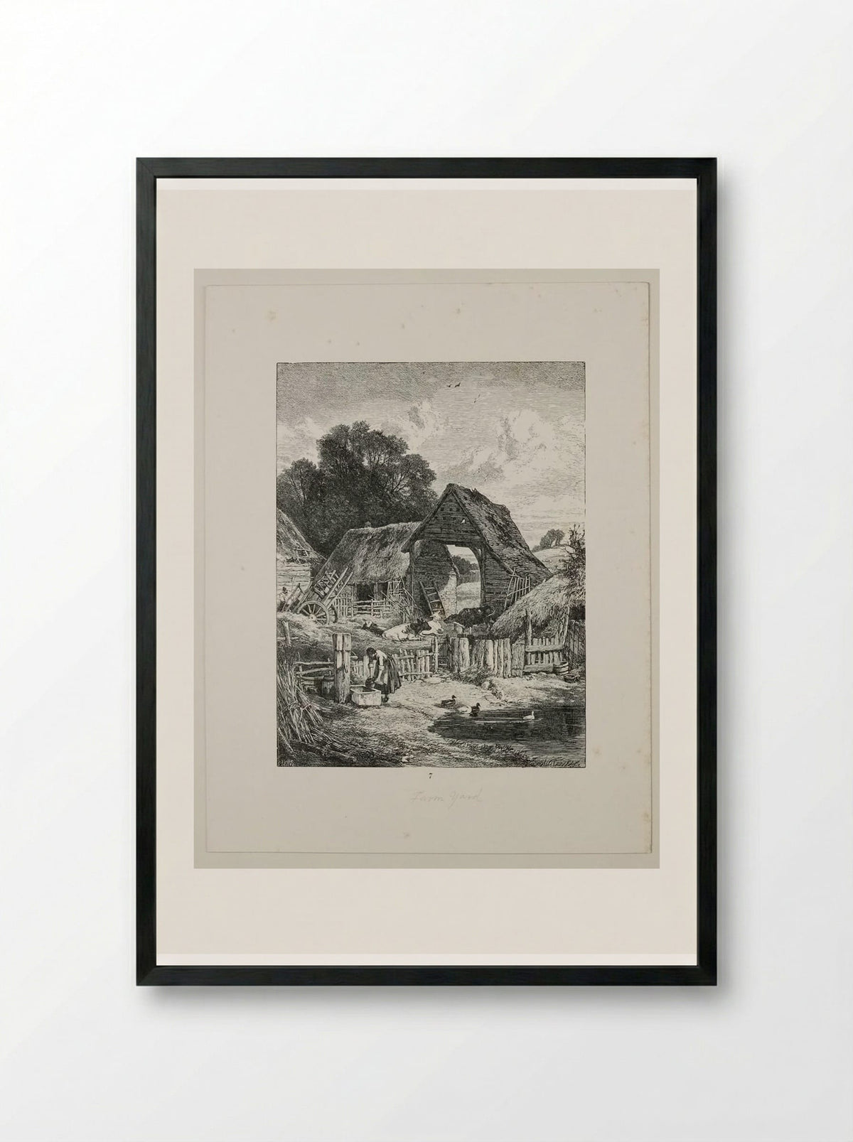 The Farmyard - Edward Dalziel - Framed Print Black